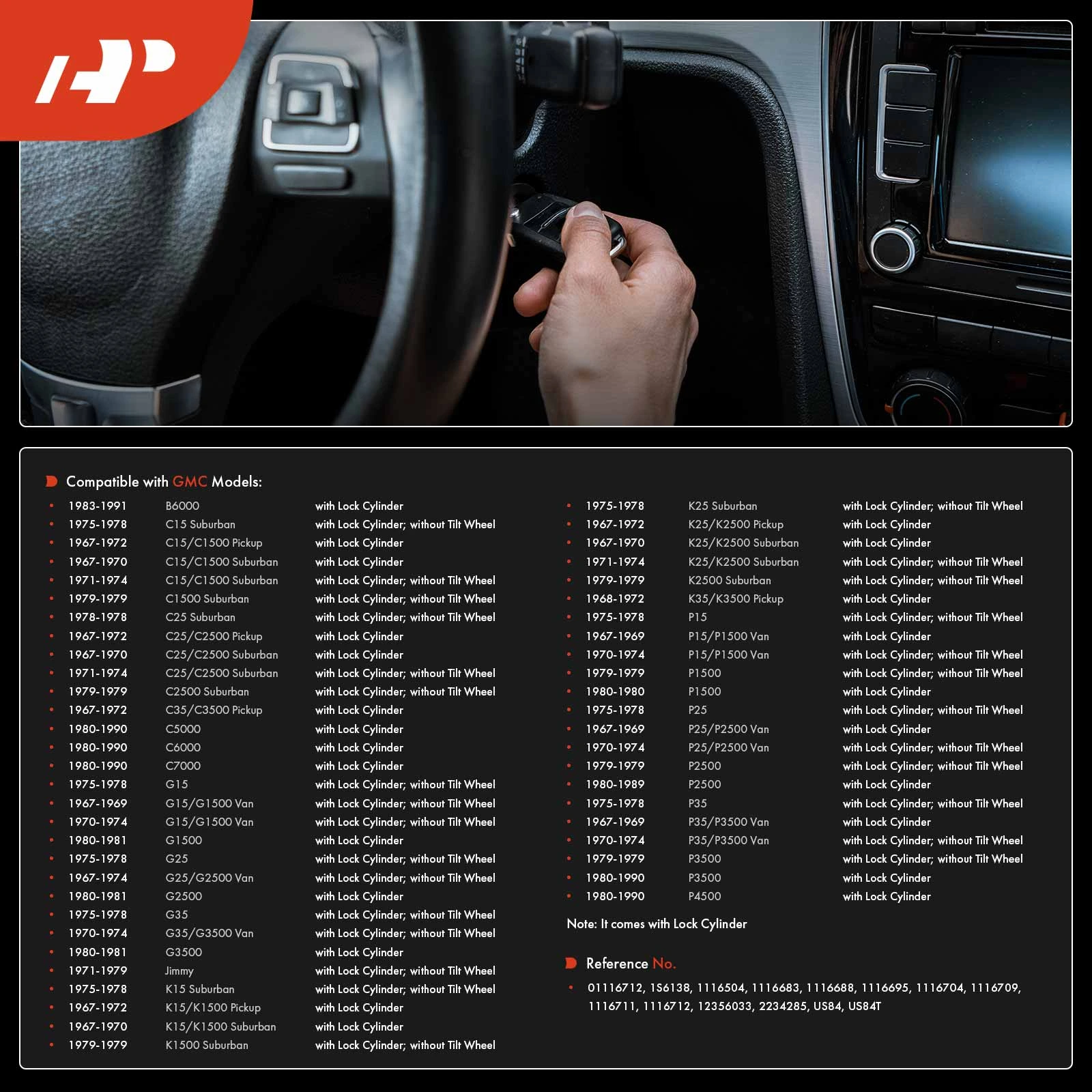 Ignition Starter Switch with Lock Cylinder for 1968-1974 Chevrolet P10 Van