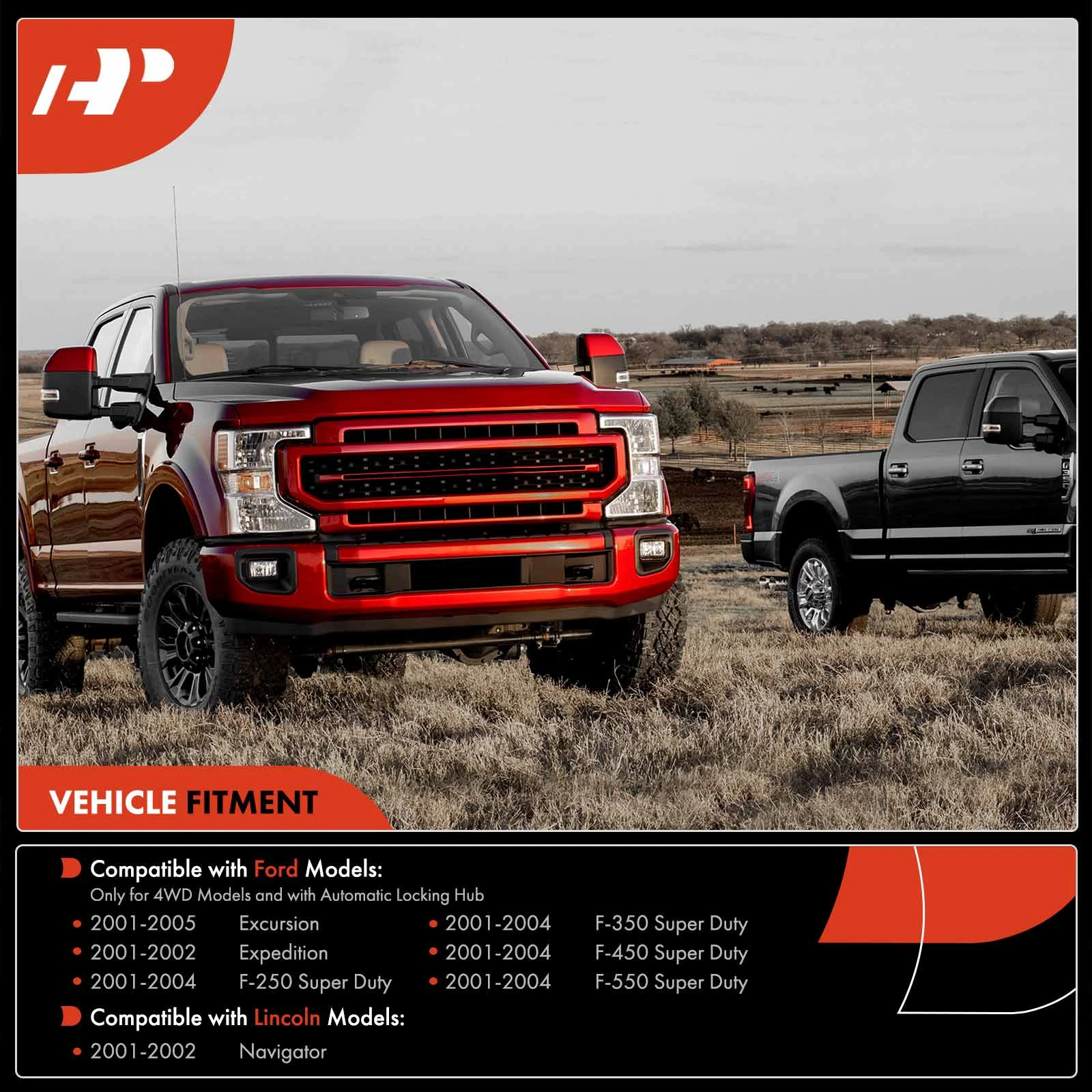 2x Front 4WD Manual Locking Hub For Ford F-250 F350 F450 F550 Super Duty Lincoln