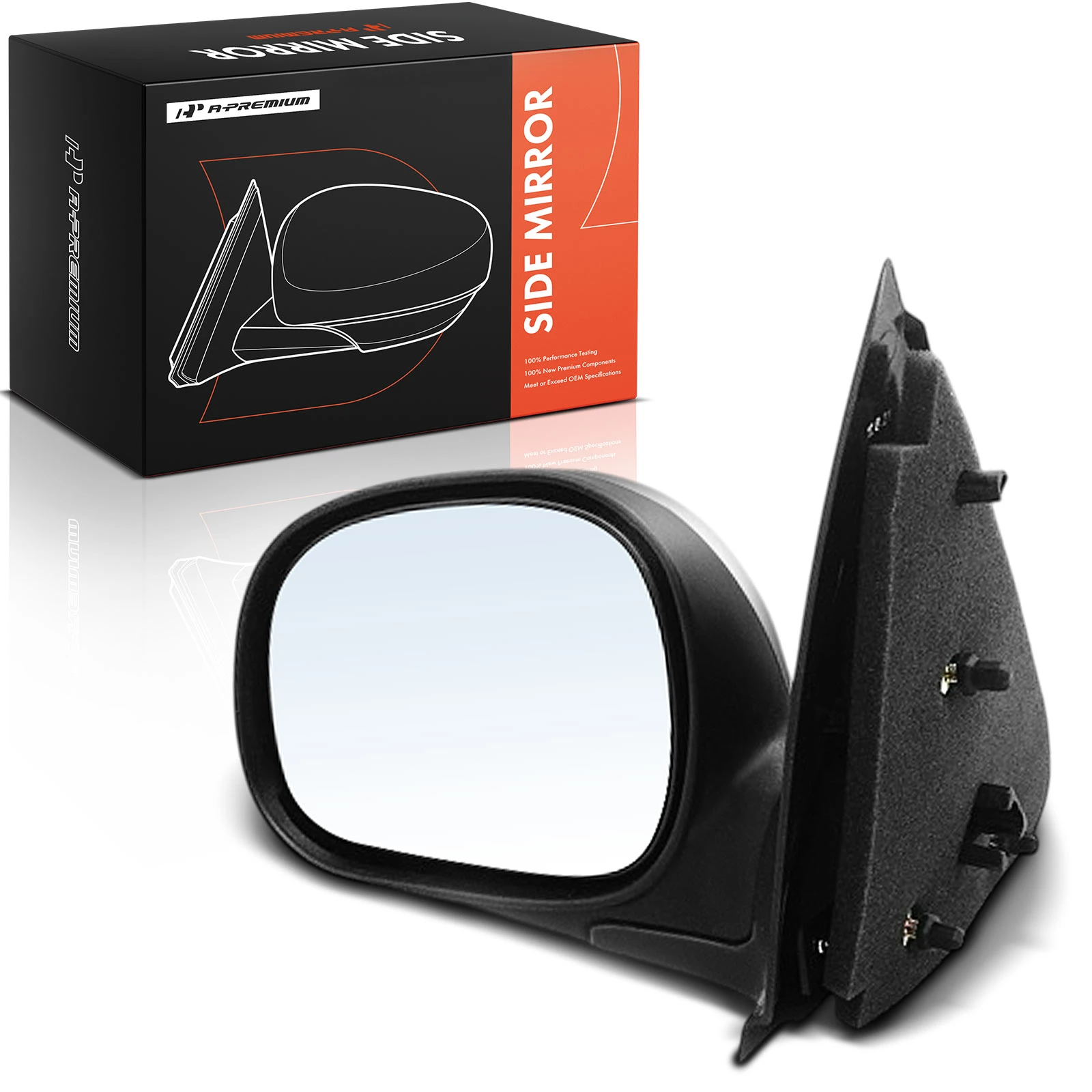 Driver Black & Silver Mirror Assembly Manual Folding