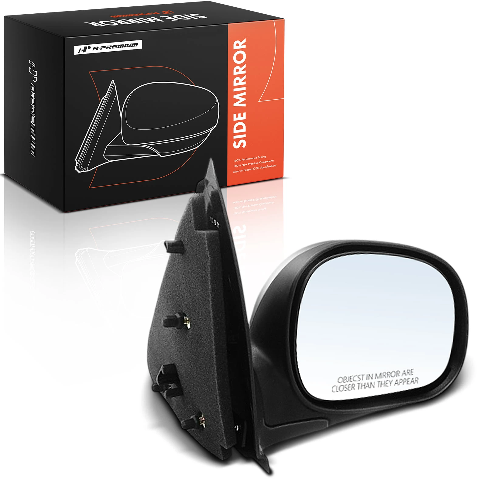 Passenger Black & Silver Mirror Assembly Manual Folding