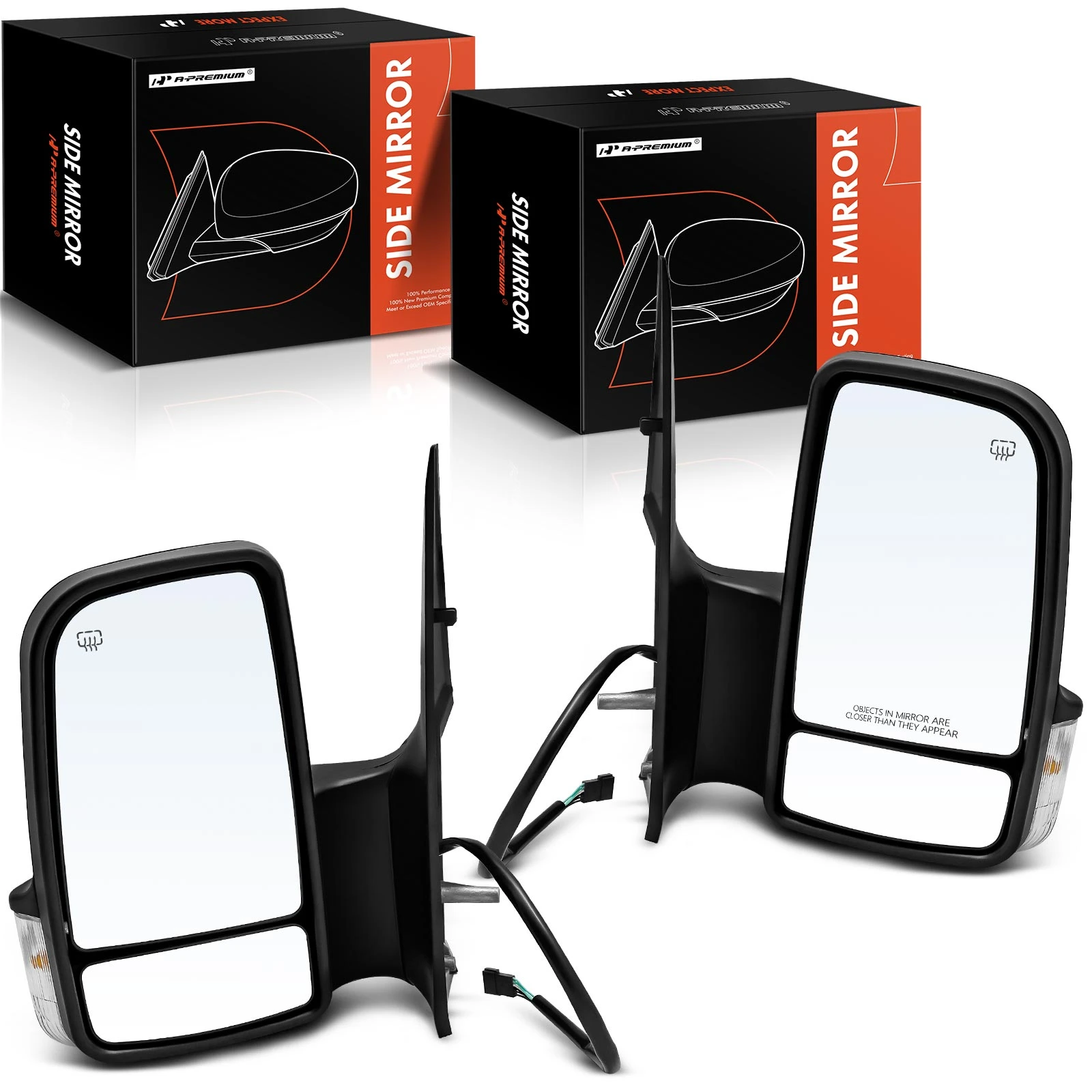 2 Pcs Driver & Passenger Textured Black Mirror with Heated