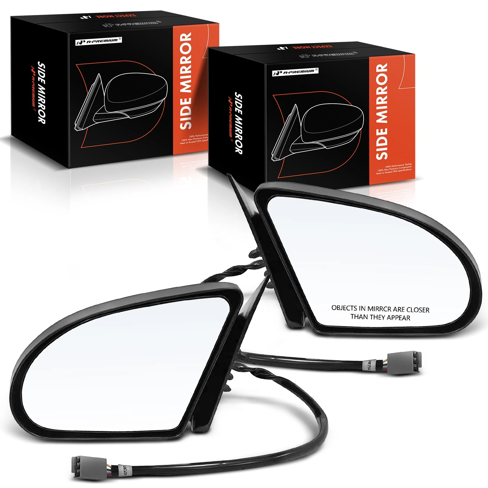 2 Pcs Driver & Passenger Black Mirror with Power Glass Adjust