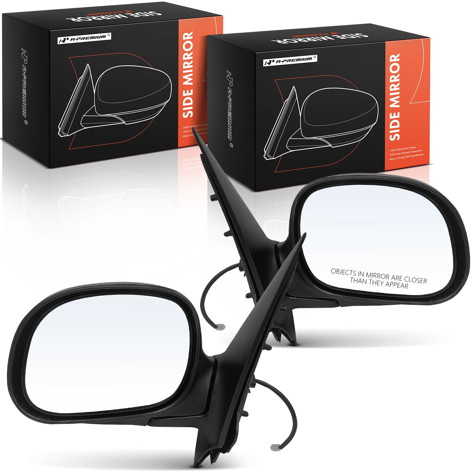 2 Pcs Driver & Passenger Chrome Mirror with Power Glass Adjust