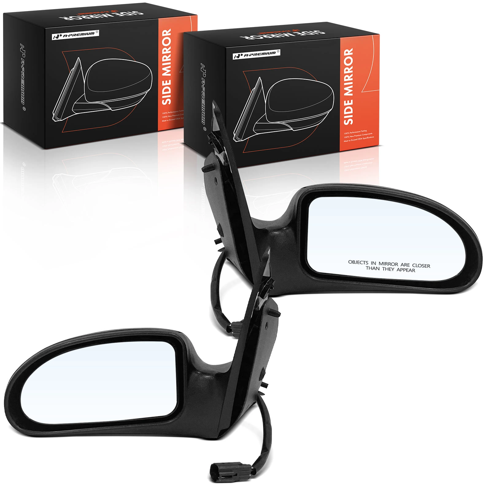 Driver & Passenger Mirror, Power Adjustment, Manual Folding, Smooth Black A-Premium APMI1960