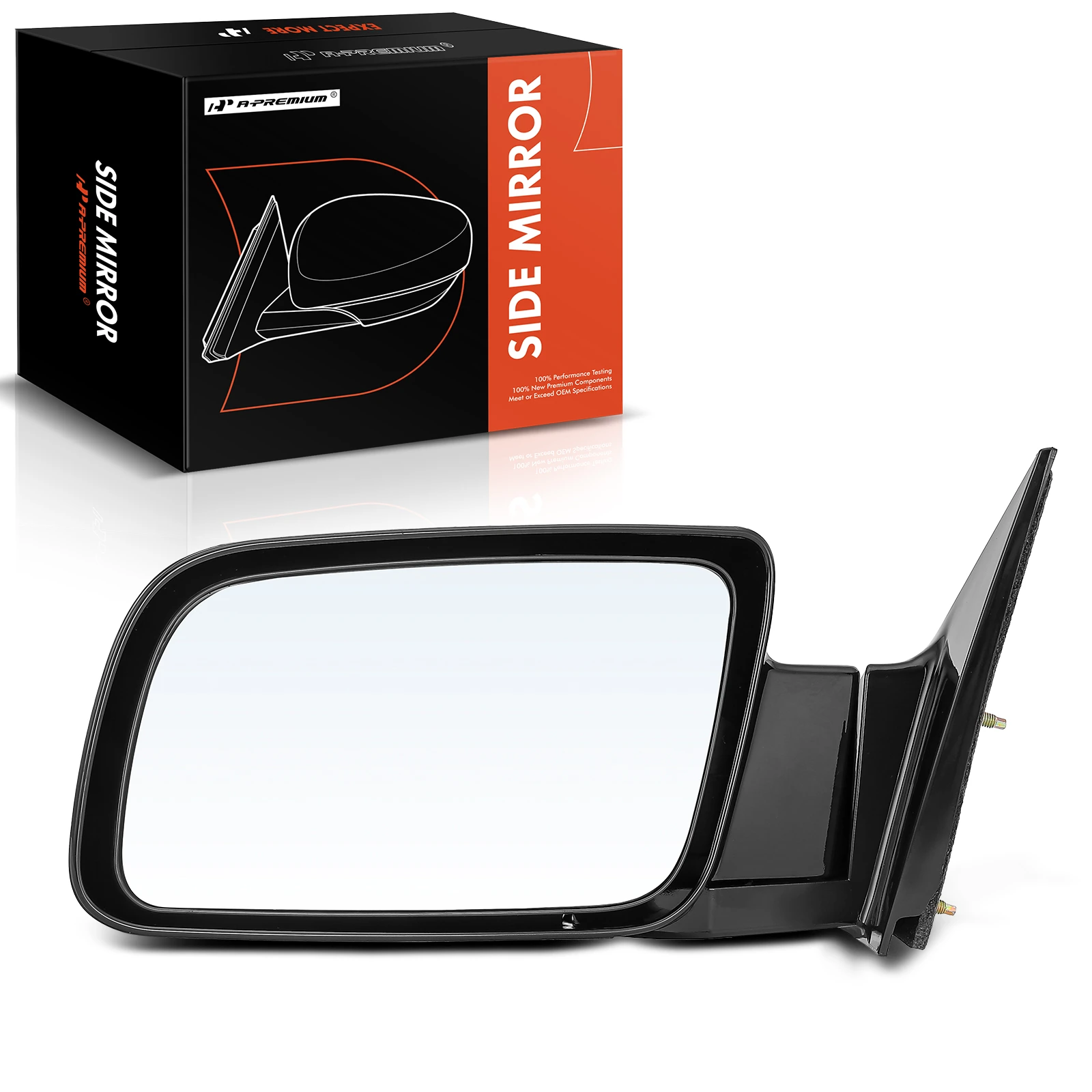 Front Driver Black Manual Folding Mirror