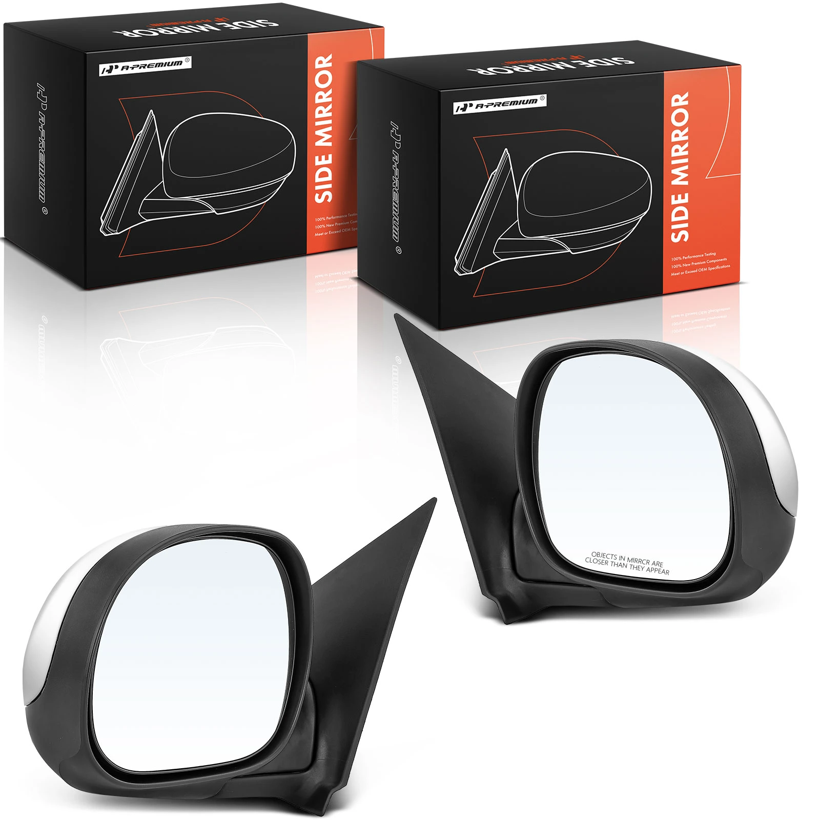 2 Pcs Front Black Manual Folding Mirror