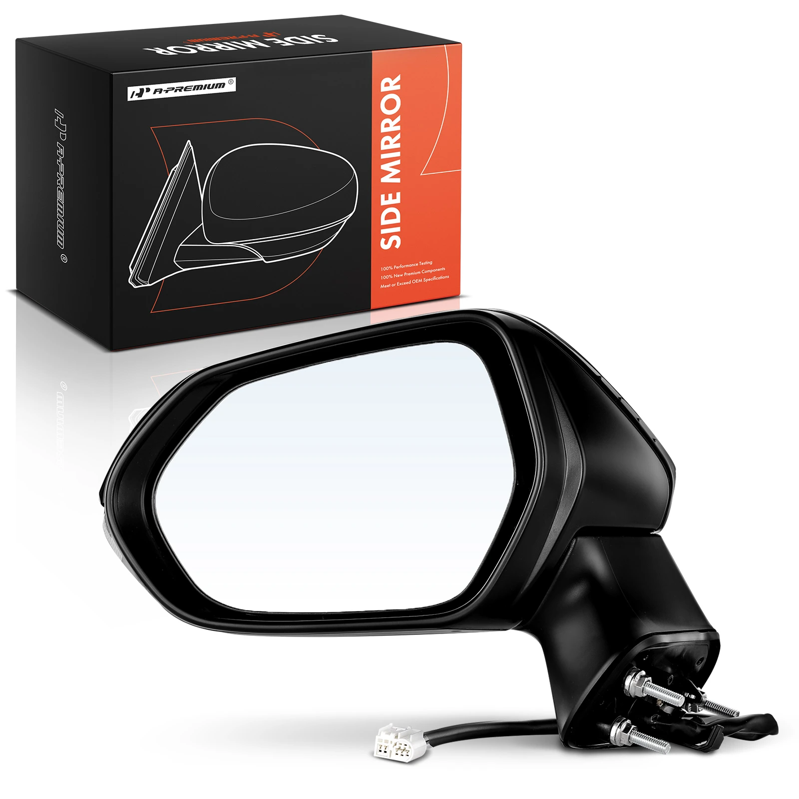 Left Driver Side Mirror, with Heating, Power Adjustment, Manual Folding, Black A-Premium APMI045