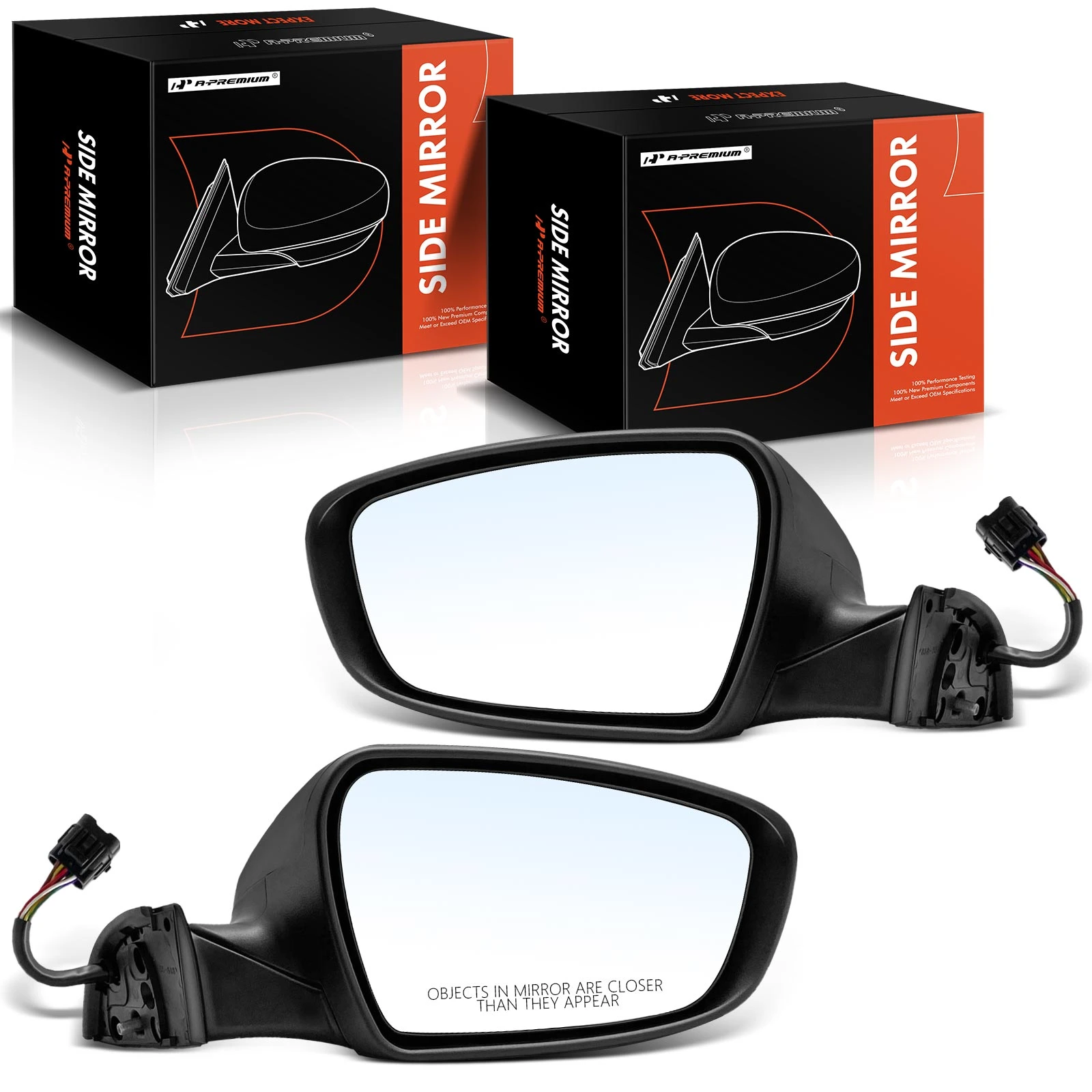 2 Pcs Driver & Passenger Black Mirror with Power Glass Adjust