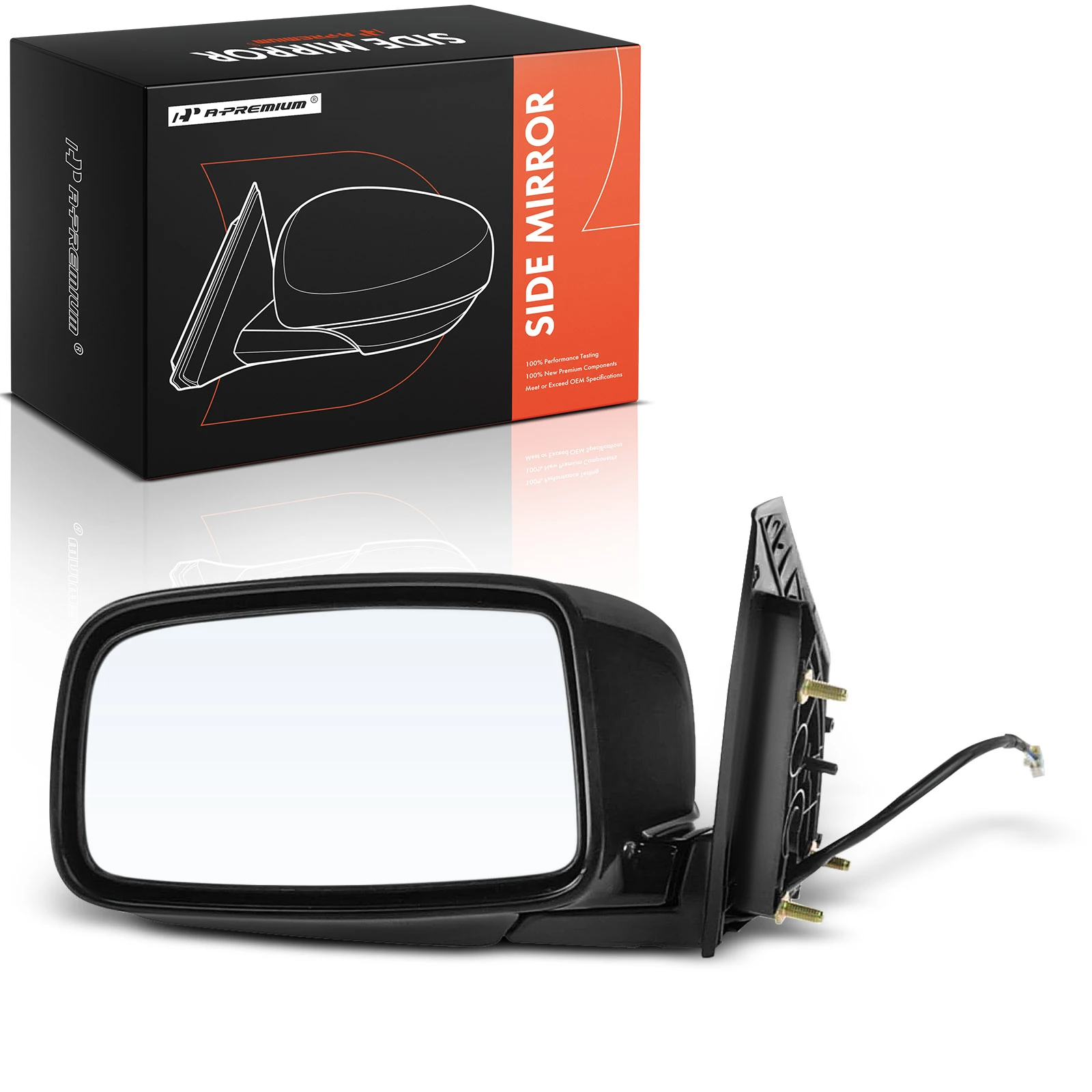 2002-2007 Mitsubishi Lancer Left Driver Side Mirror, Power Adjustment, Manual Folding, Black A-Premium APMI2711TW