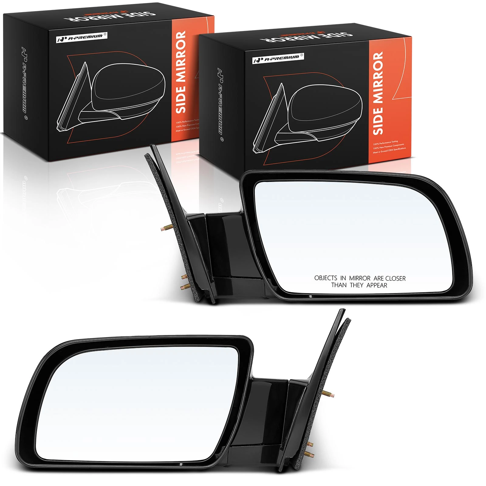 2 Pcs Front Black Manual Folding Mirror