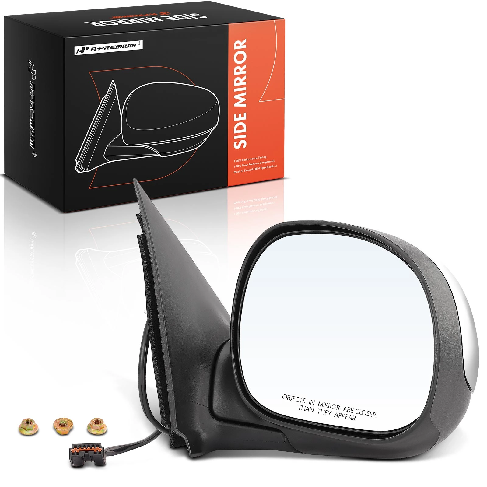 Passenger Black Base with Chrome Cover Power Mirror