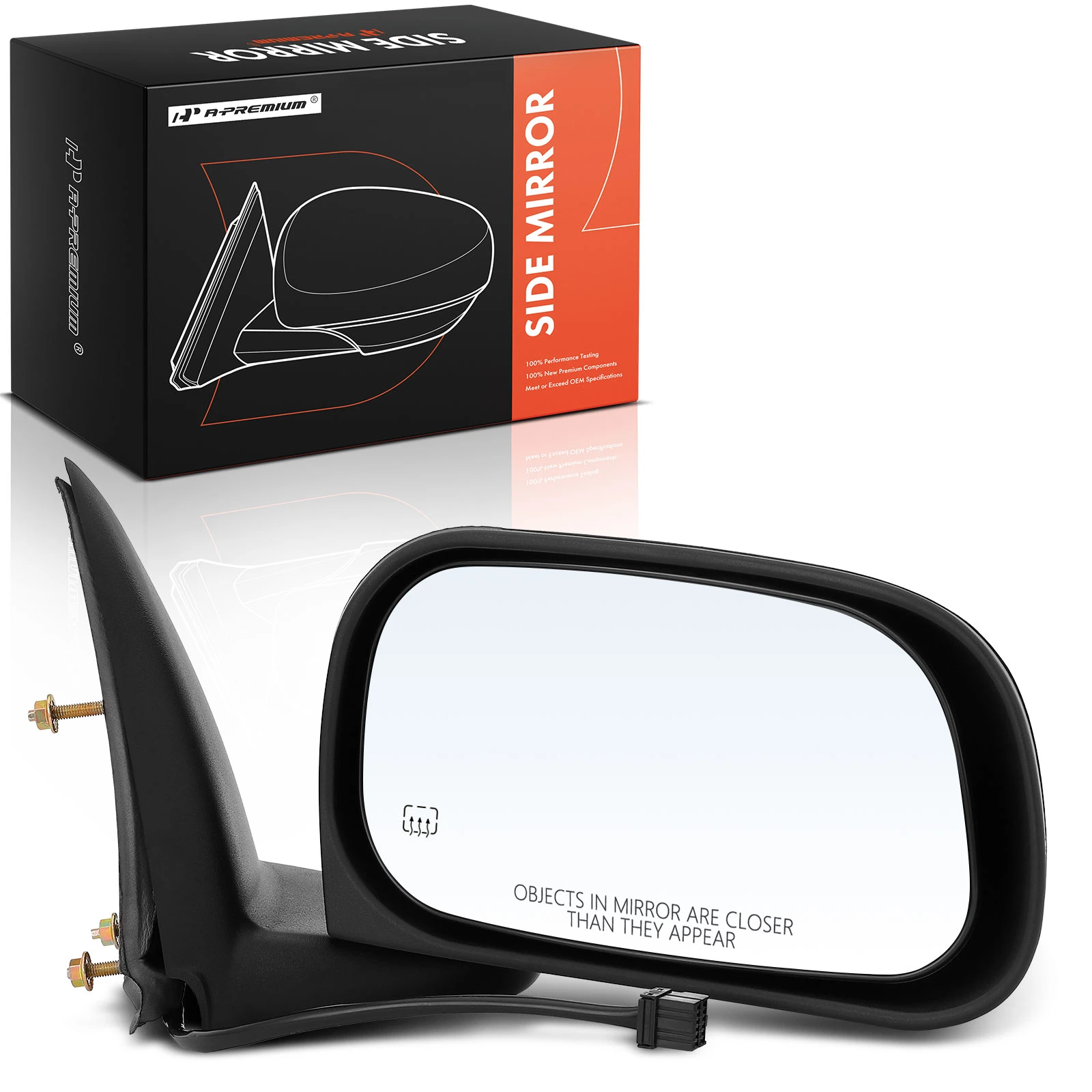 2005-2010 Dodge Dakota Right Passenger Side Mirror, with Heating, Power Adjustment, Manual Folding, Black A-Premium APMI260