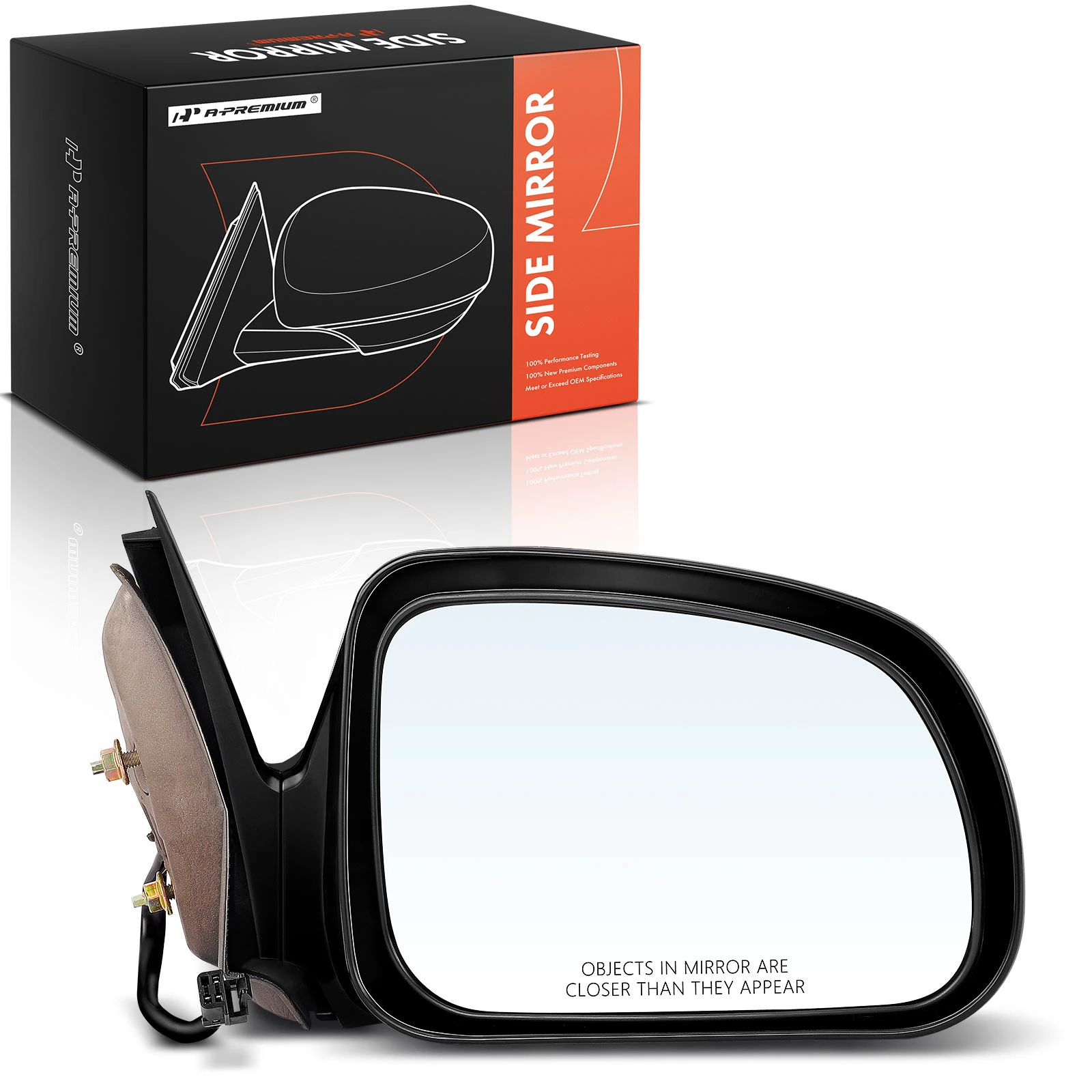 Right Passenger Side Mirror, Power Adjustment, Non-Folding, Black A-Premium APMI264