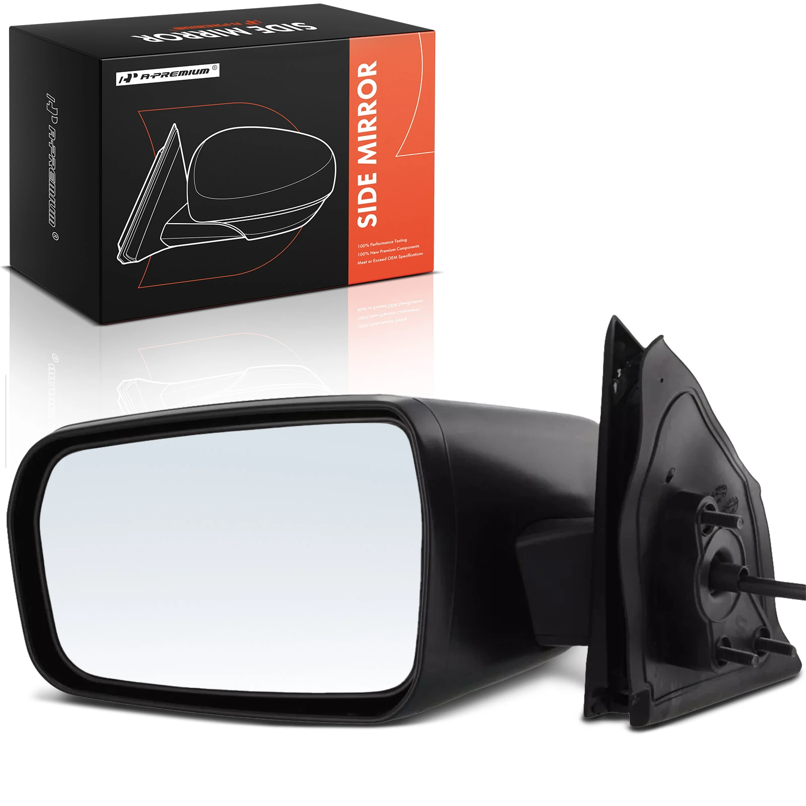 2004-2012 Mitsubishi Galant Left Driver Side Mirror, Power Adjustment, Manual Folding, Black A-Premium APMI2752TW