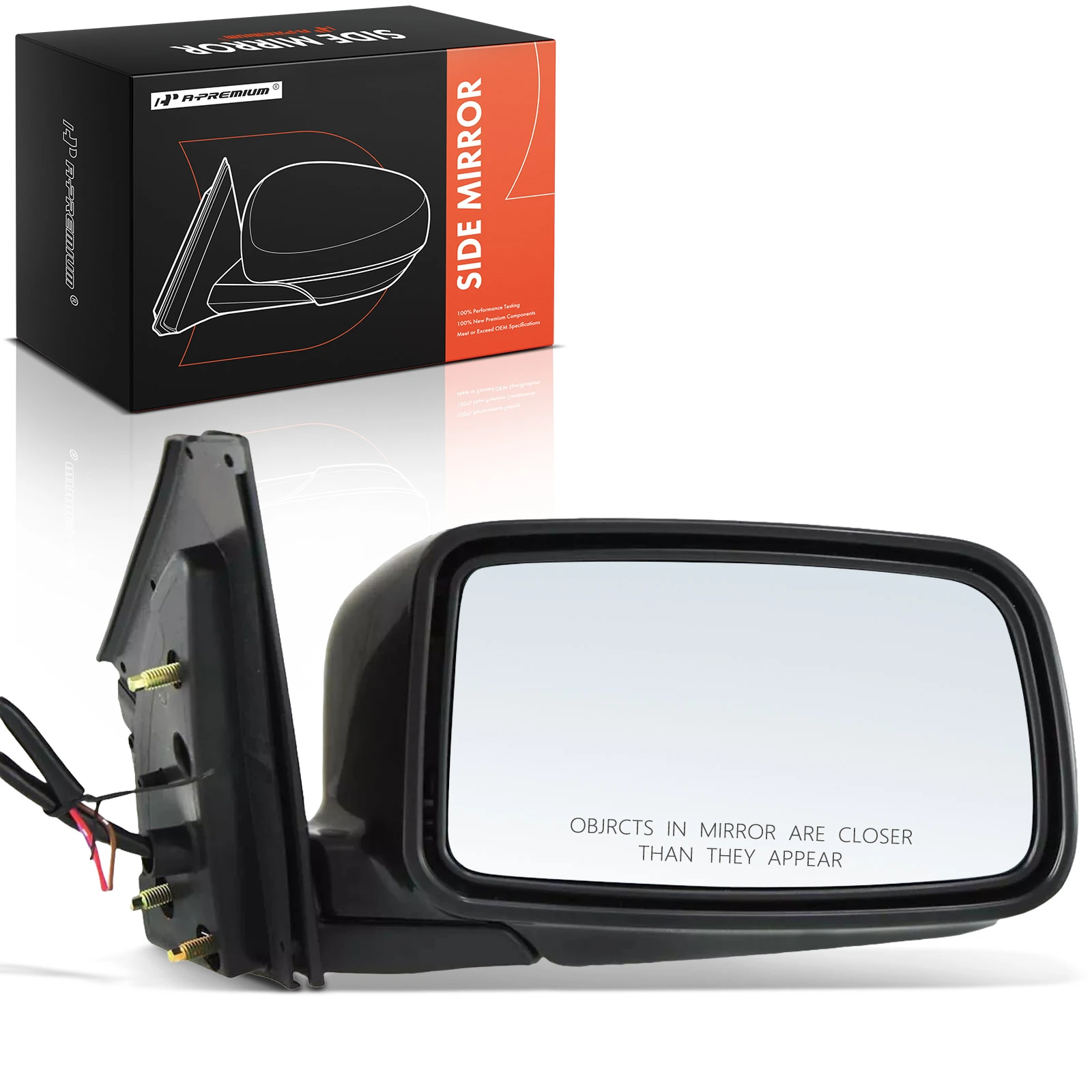 2002-2007 Mitsubishi Lancer Right Passenger Side Mirror, Power Adjustment, Manual Folding, Black A-Premium APMI2759TW