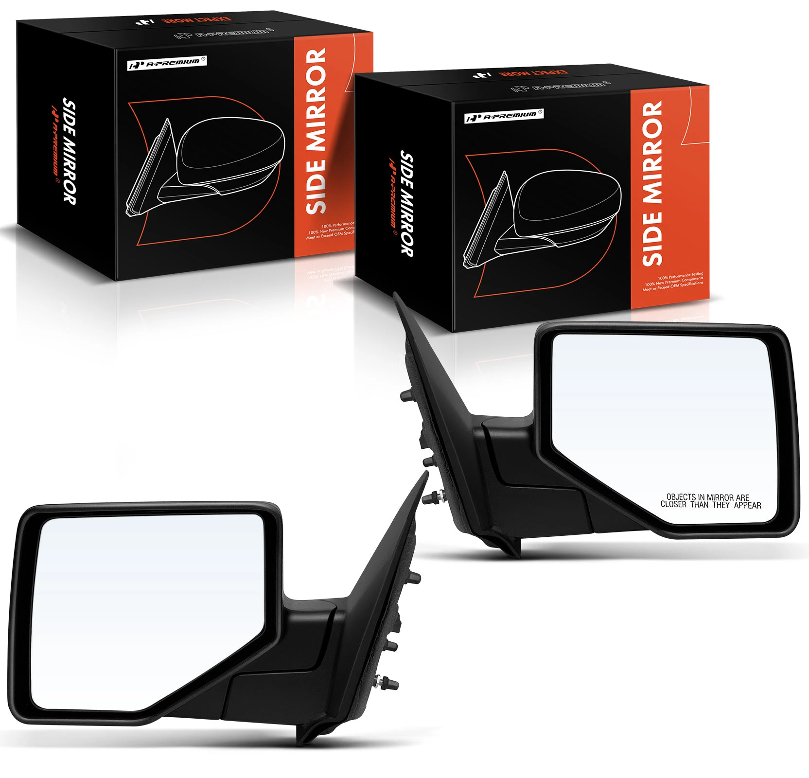 Driver & Passenger Mirror, Manual Adjustment, Manual Folding, Textured Black A-Premium APMI1526TW