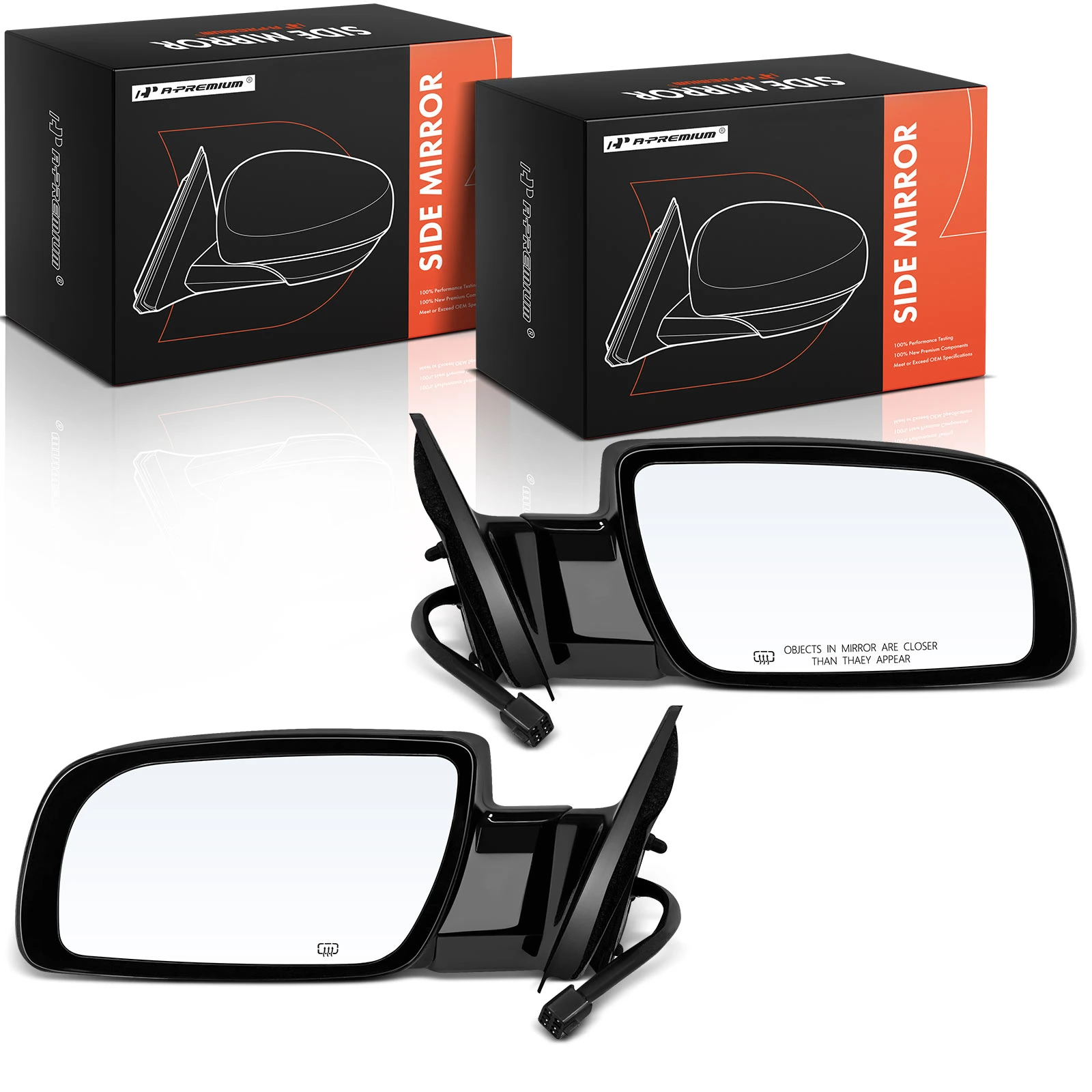 2 Pcs Driver & Passenger Black Mirror with Power Glass Adjust