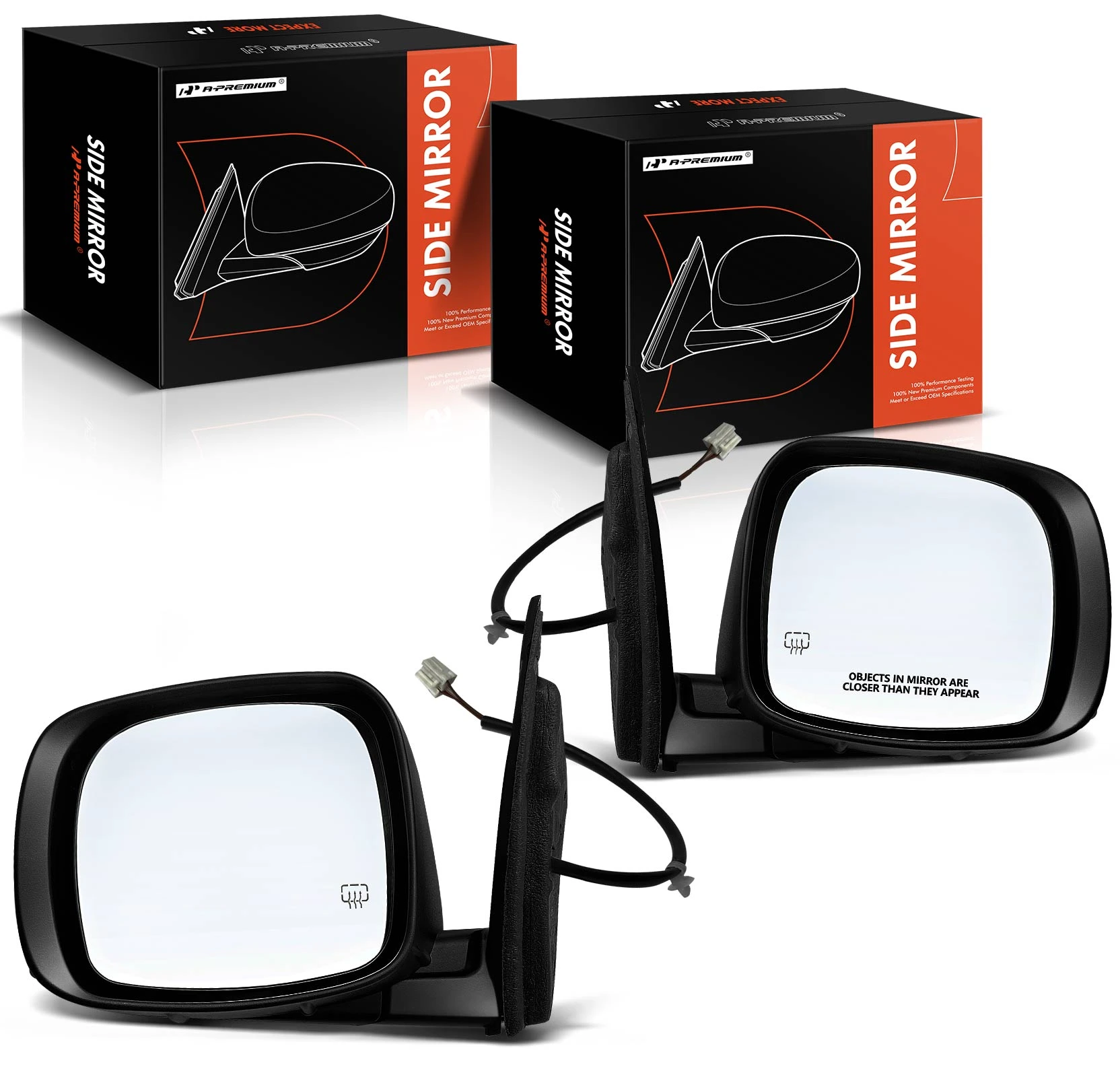 2 Pcs Driver & Passenger Black Mirror with Heated