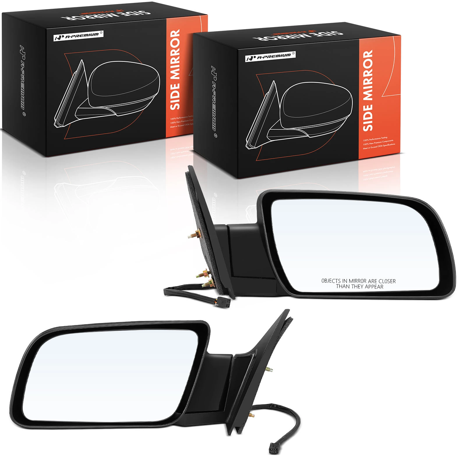 2 Pcs Front Black Manual Folding Mirror