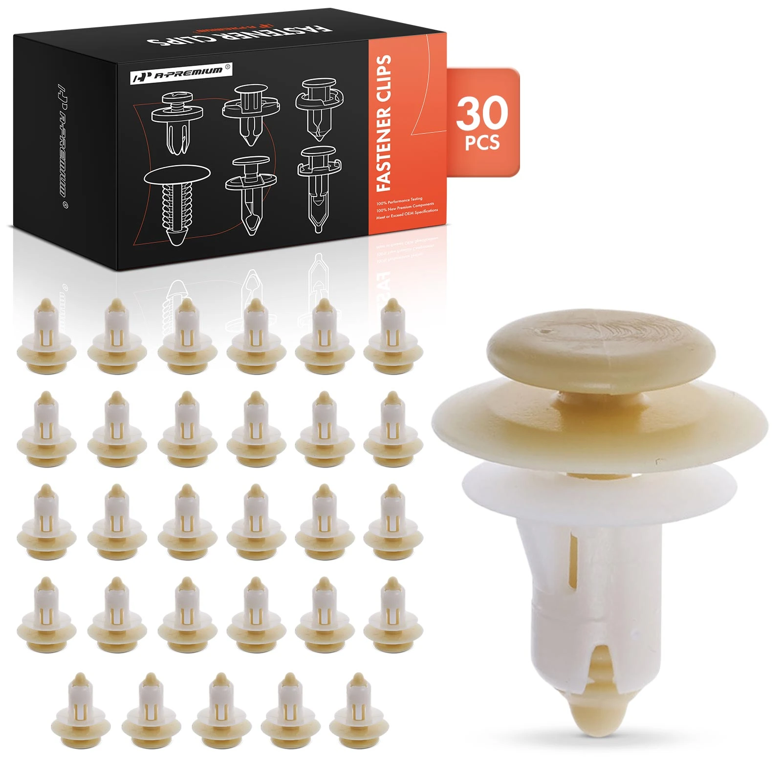 2000-2005 2008-2009 Mercury Sable 30 Pcs Nylon Caramel & White Trim Panel Retainer A-Premium APRCF064