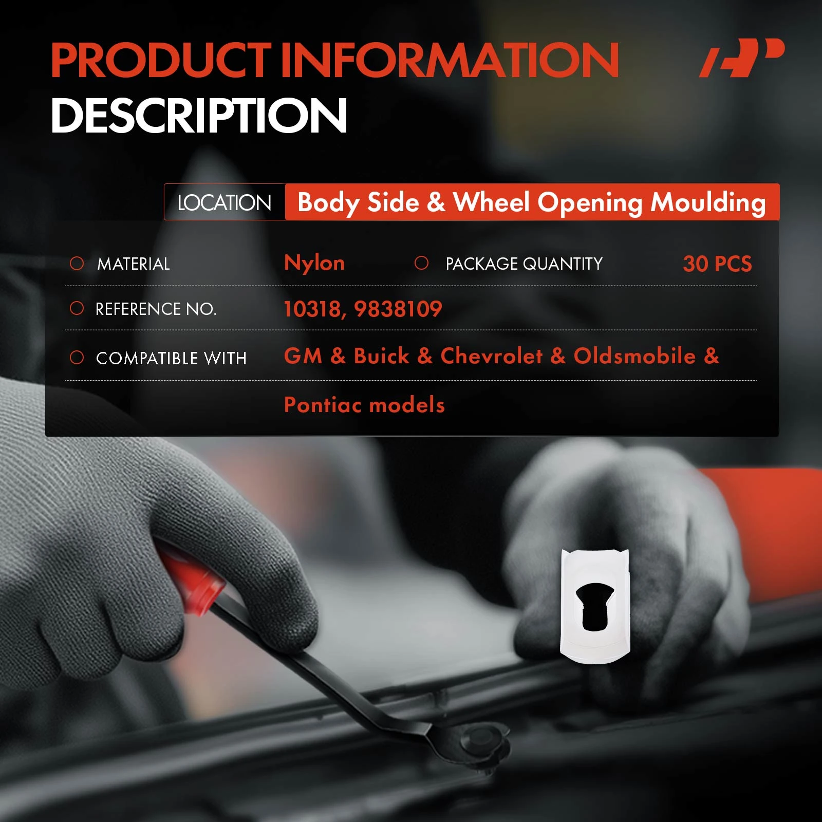 30 Pcs Nylon White Body Side & Wheel Opening Retainer Clips A-Premium APRCF149