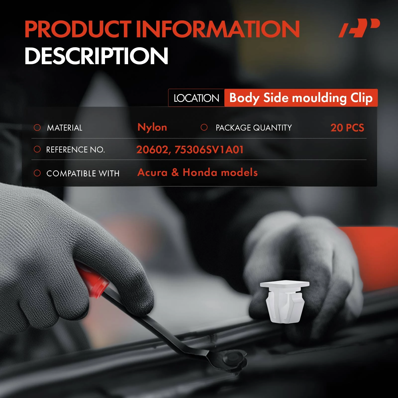 20 Pcs Nylon White Body Side Molding Clip A-Premium APRCF346