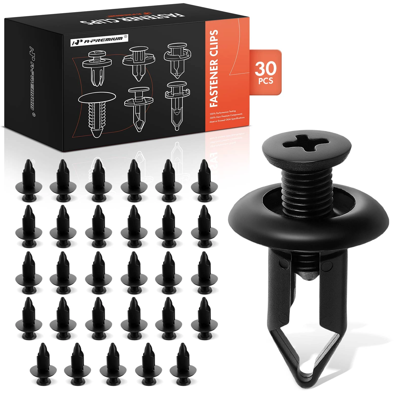 1998-2024 Nissan Frontier 30 Pcs 9mm Nylon Black Front Bumper Retainer A-Premium APRCF359