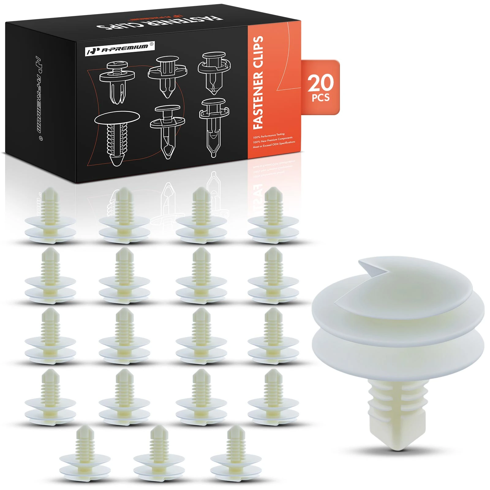 20 Pcs 7.94mm Nylon Door Panel Retainer Clip Triple Head