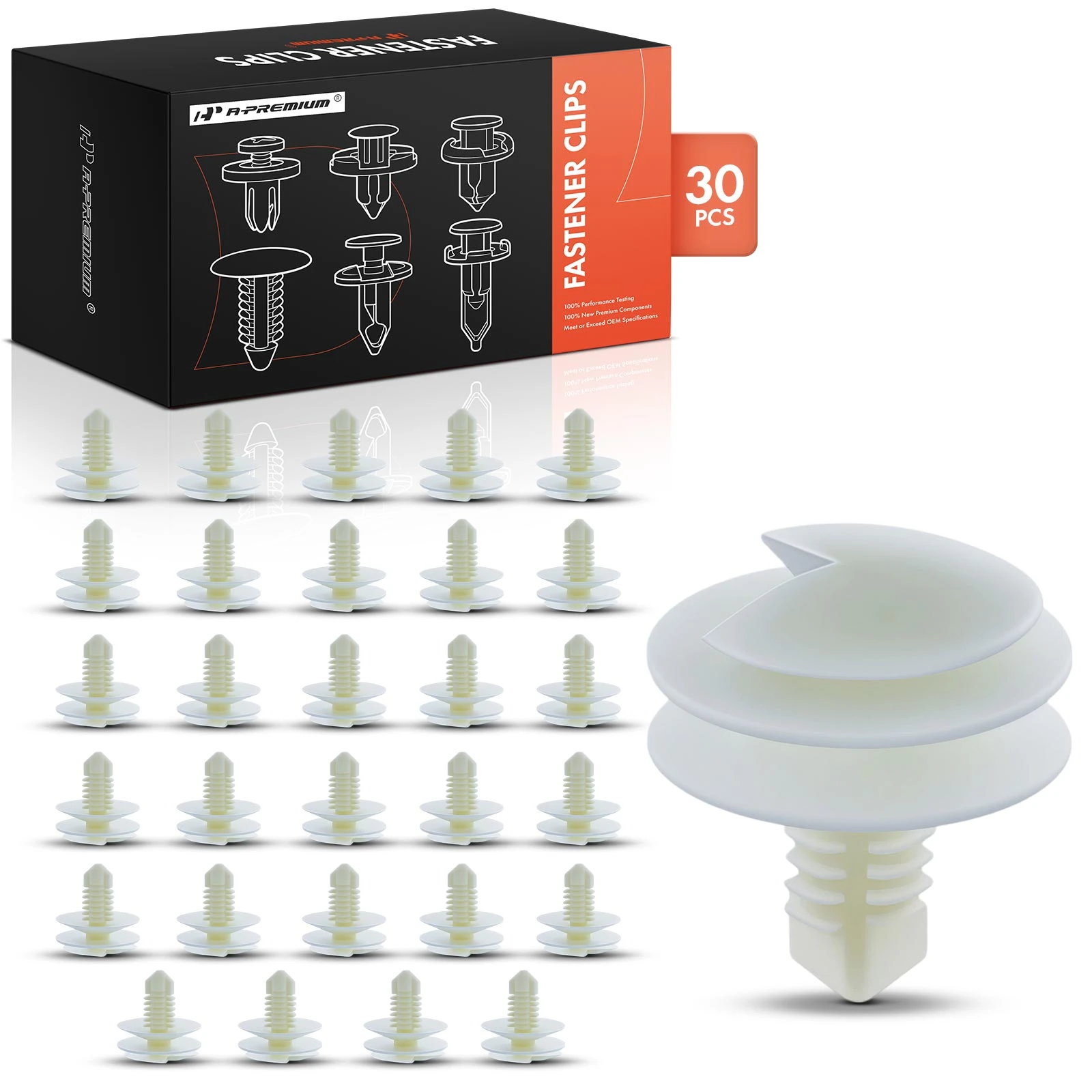 30 Pcs 7.94mm Nylon Door Panel Retainer Clip Triple Head