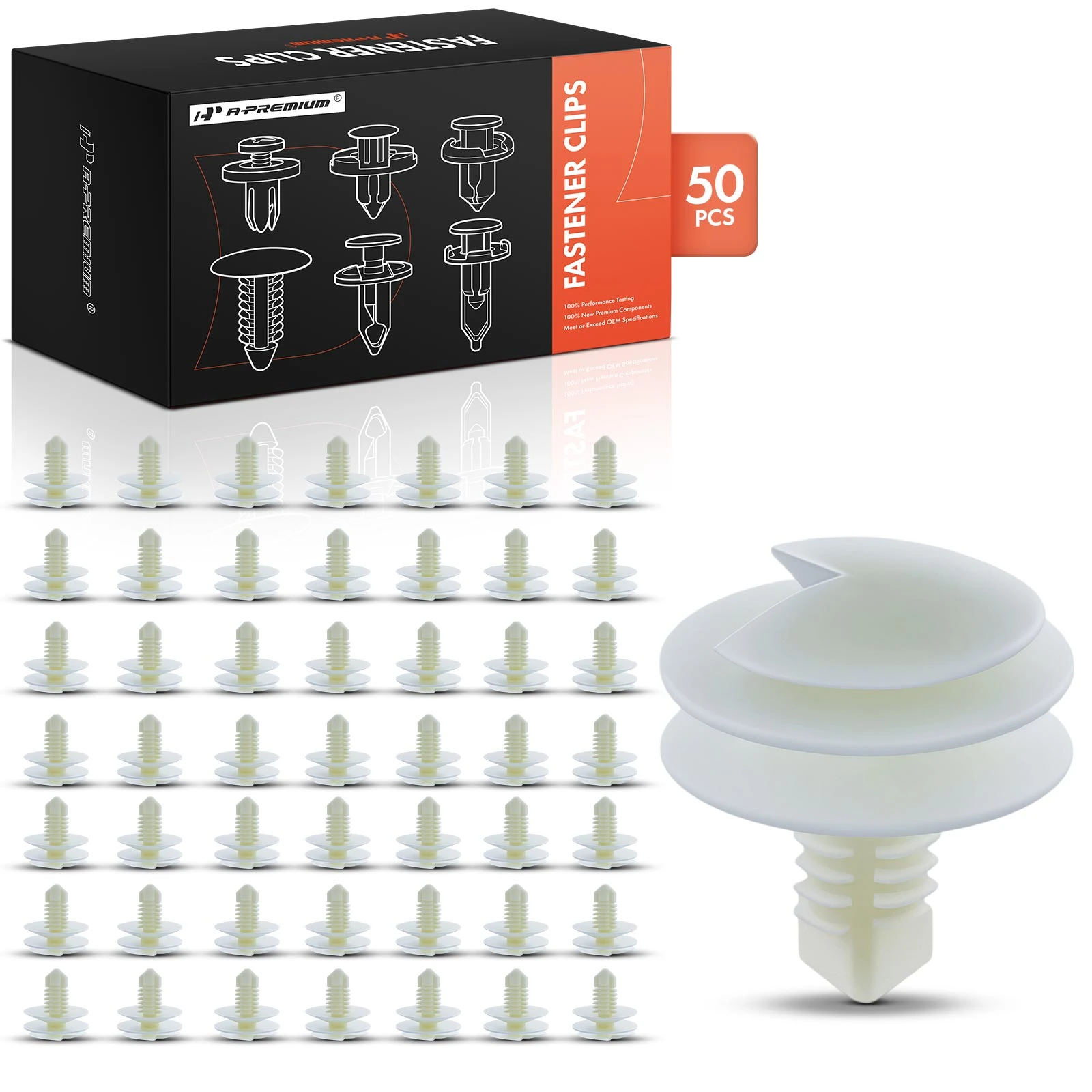 50 Pcs 7.94mm Nylon Door Panel Retainer Clip Triple Head