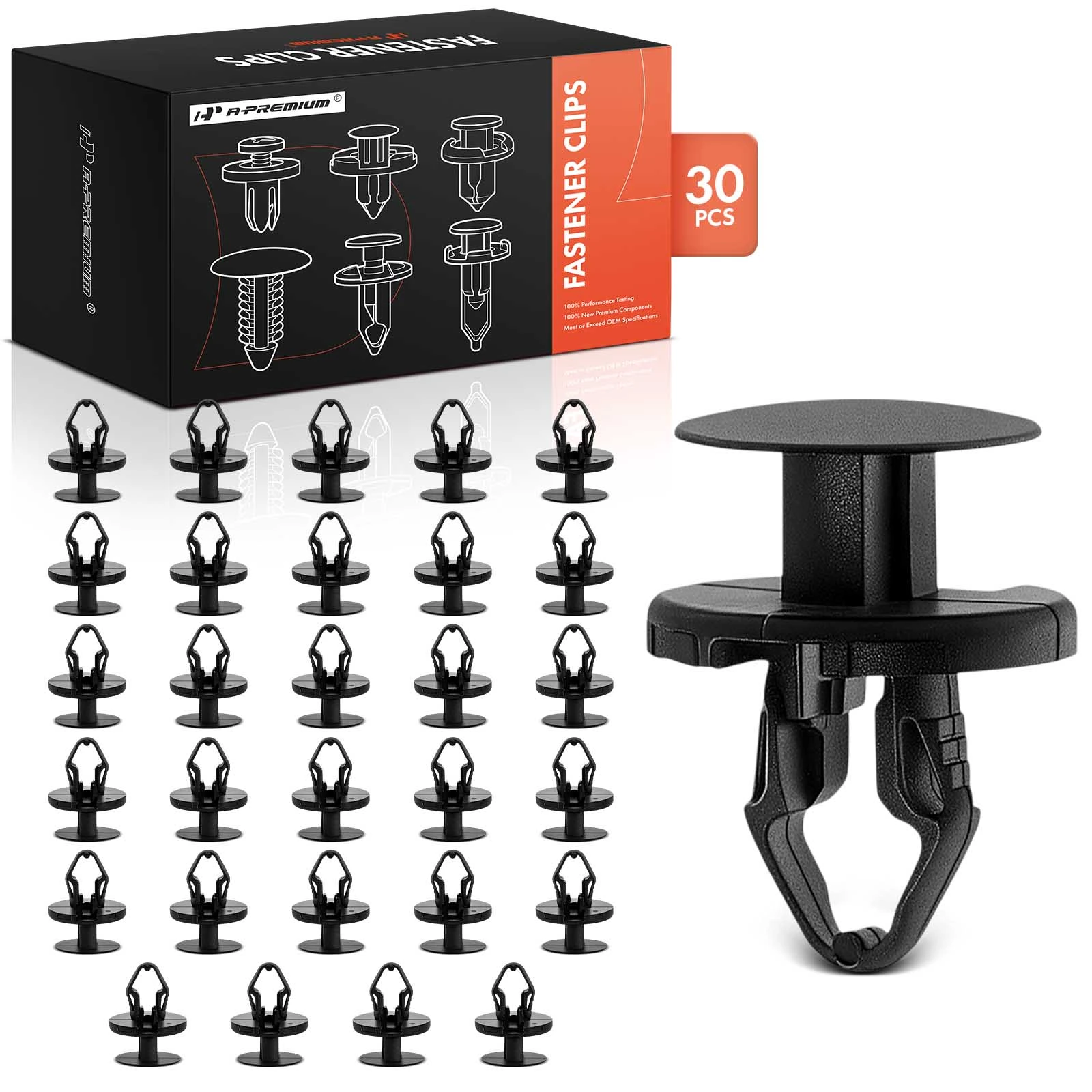 30 Pcs 8.5mm Nylon Fender Apron Retainer Push-Type with Closed End