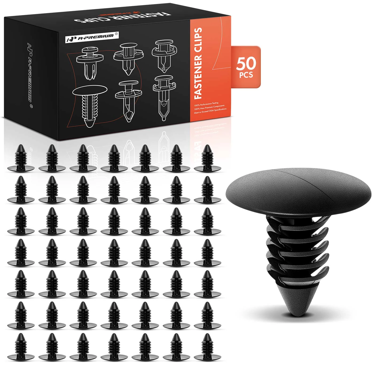 50 Pcs 7.94mm Nylon Fender Bumper Shield Retainer Clip Single Head