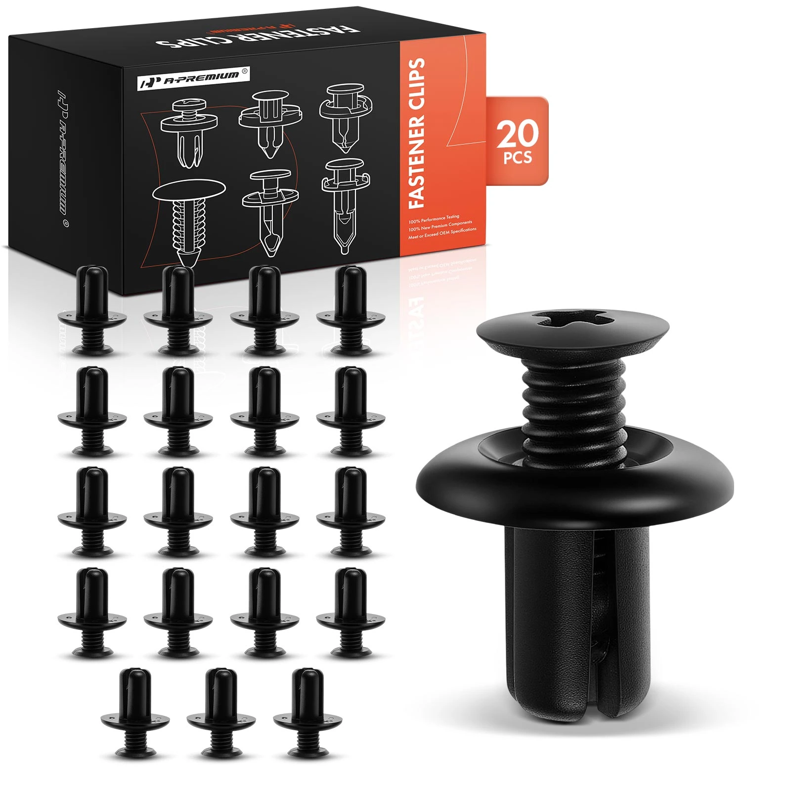 2019 Genesis G70 20 Pcs 8mm Nylon Black Bumper & Fender & Grille & Interior & Exterior Trim & Pillar Retainer Clip A-Premium APRCF752