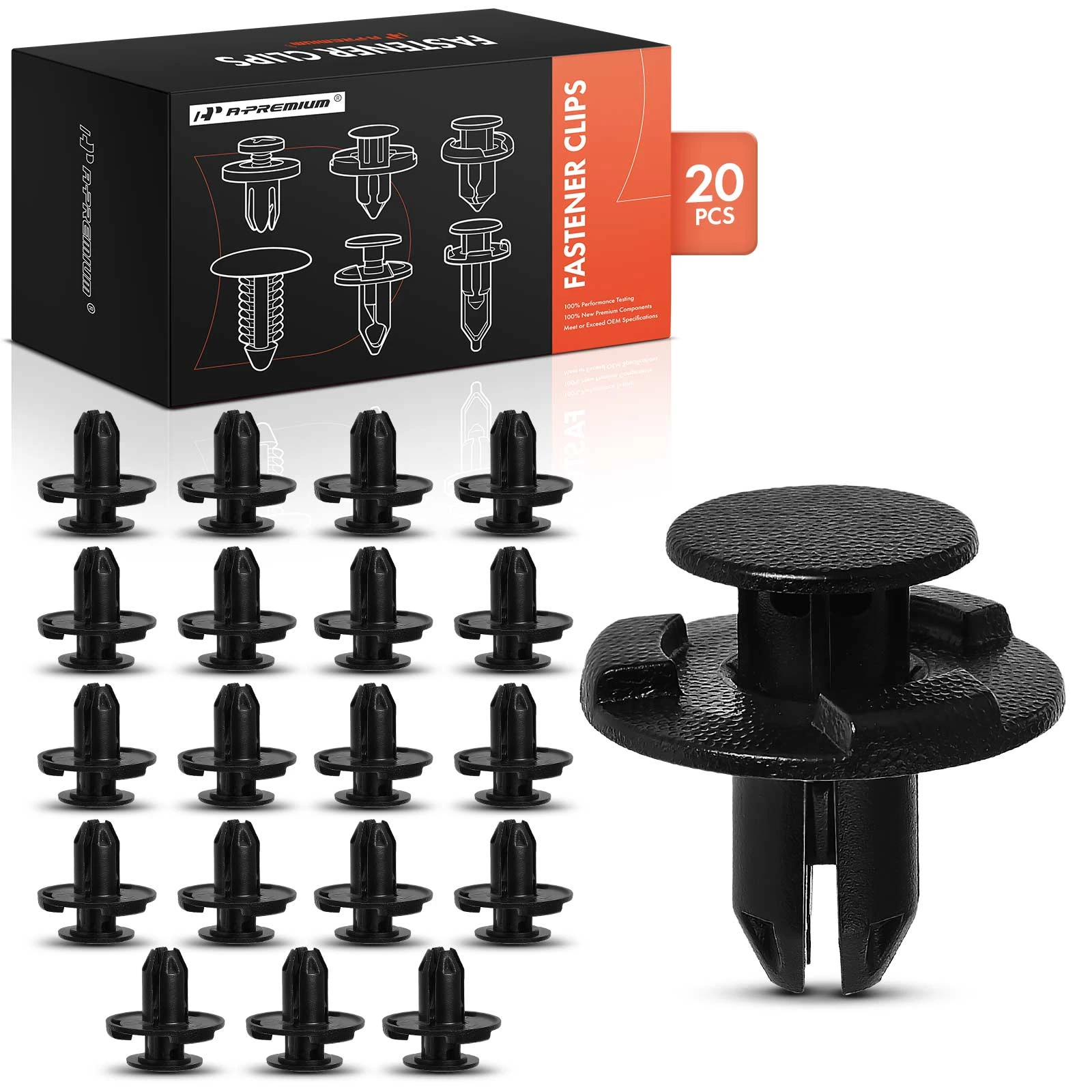 20 Pcs 8mm Nylon Bumper Fender Retainer Clip Fastener Push-Type