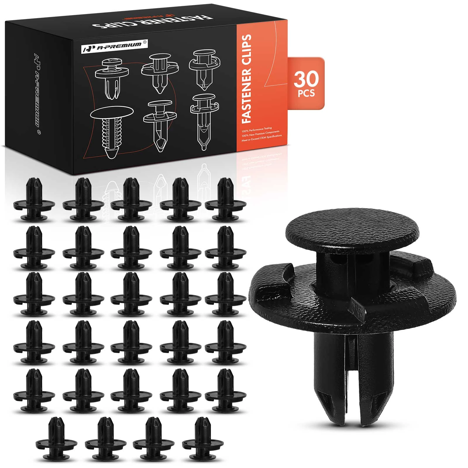2003-2012 INFINITI FX35 30 Pcs 8mm Black Cowl & Bumper & Fender Liner Retainer A-Premium APRCF814