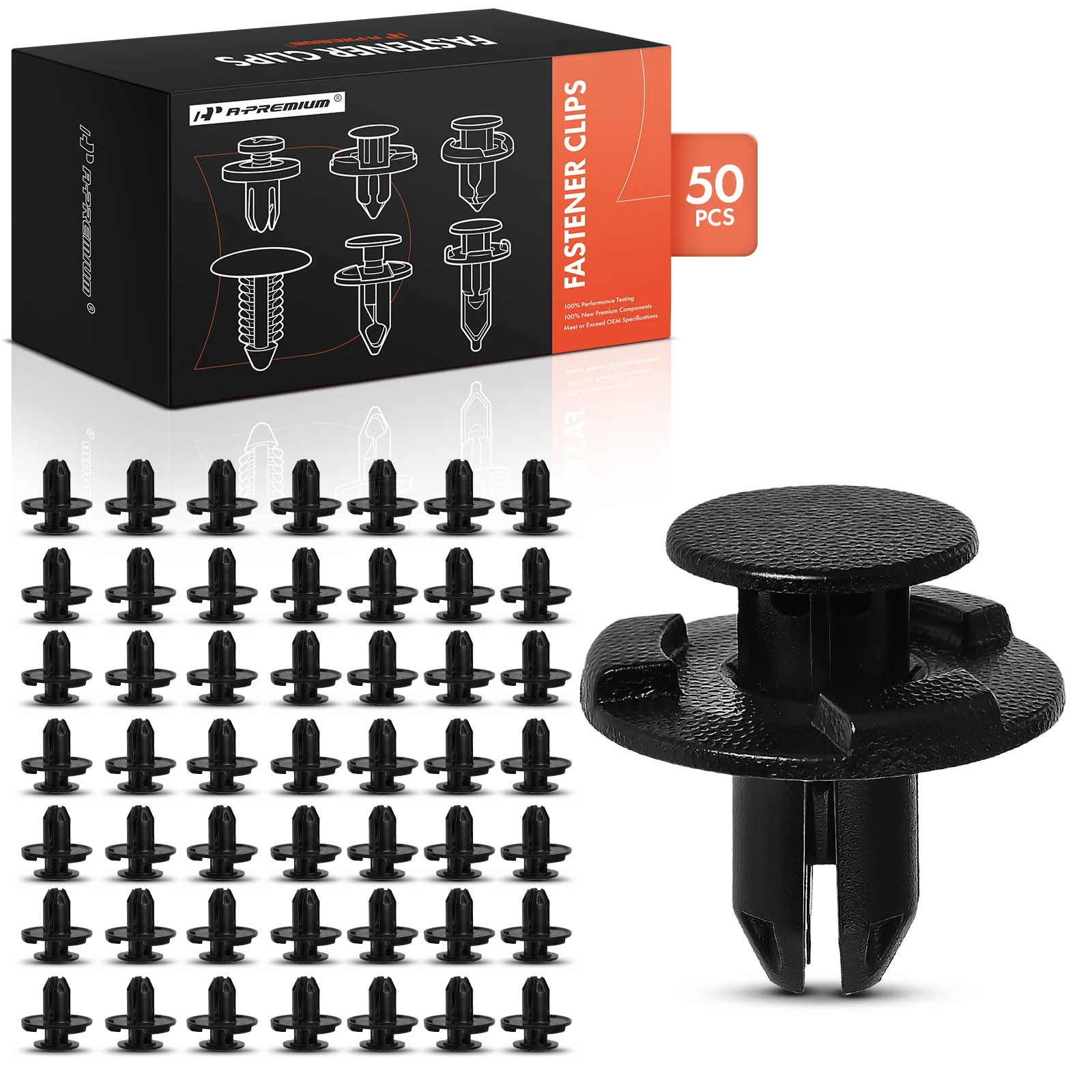 50 Pcs 8mm Nylon Bumper Fender Retainer Clip Fastener Push-Type