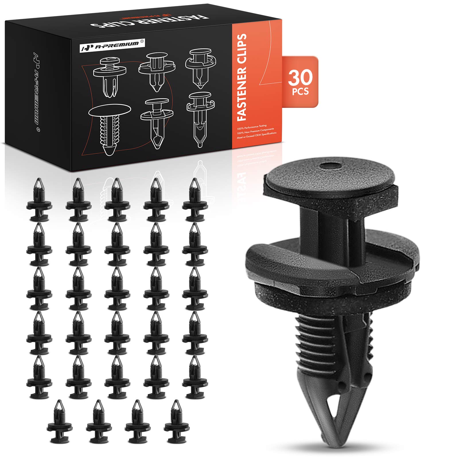 30 Pcs 9mm Nylon Bumper Piller Retainer Clips Push-Type