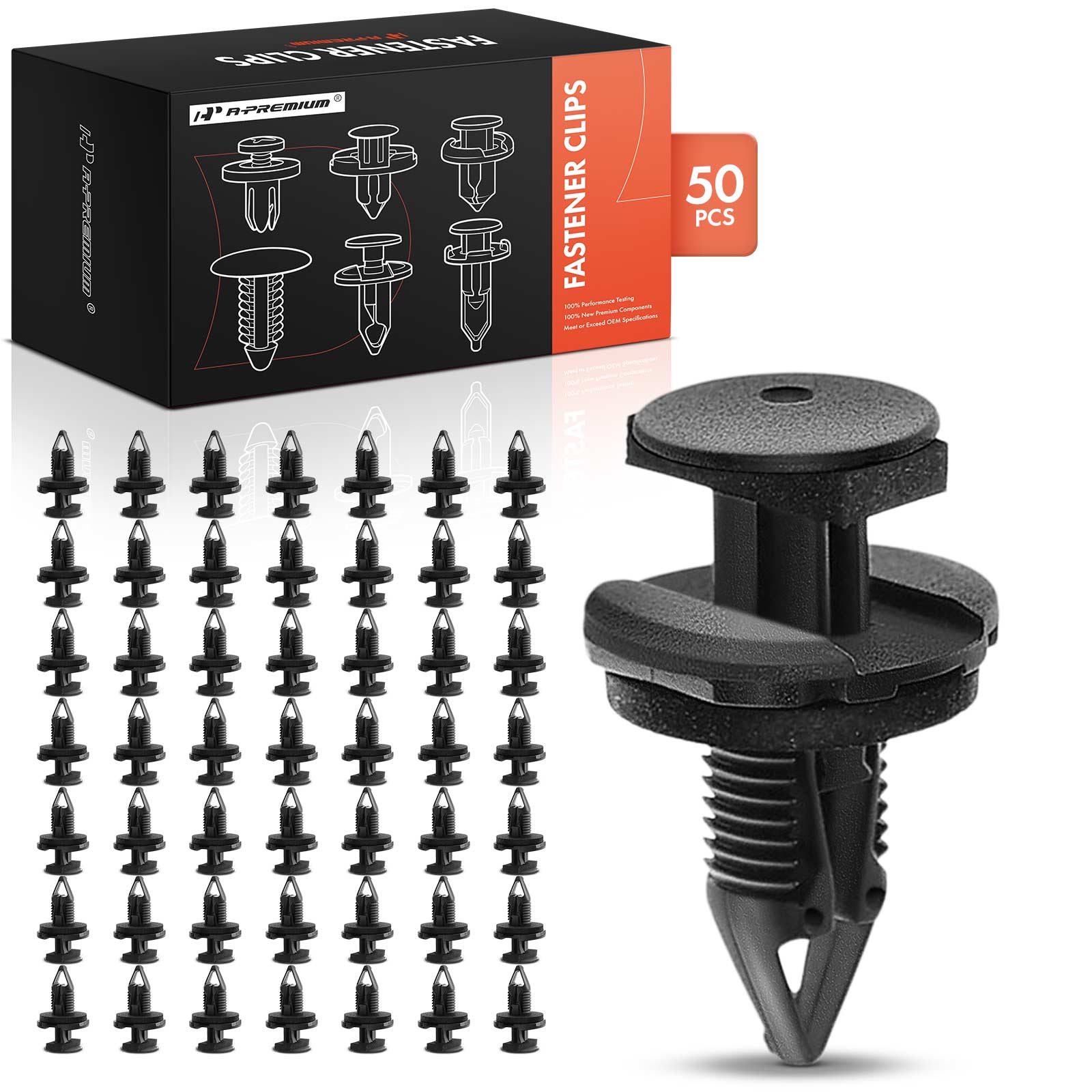 50 Pcs 9mm Nylon Bumper Piller Retainer Clips Push-Type