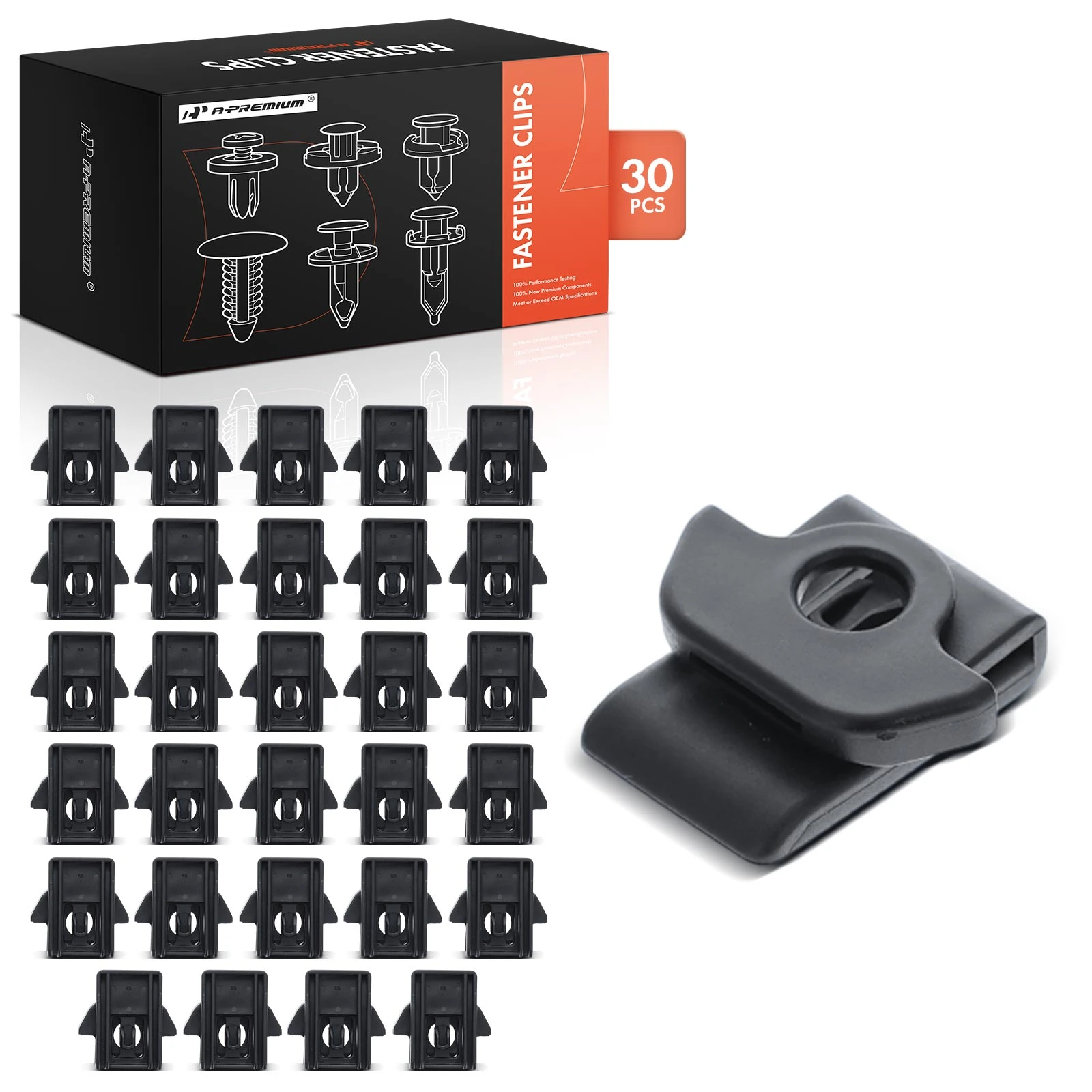 30 Pcs 30mm Nylon Black Fender Liner Retainer Clip