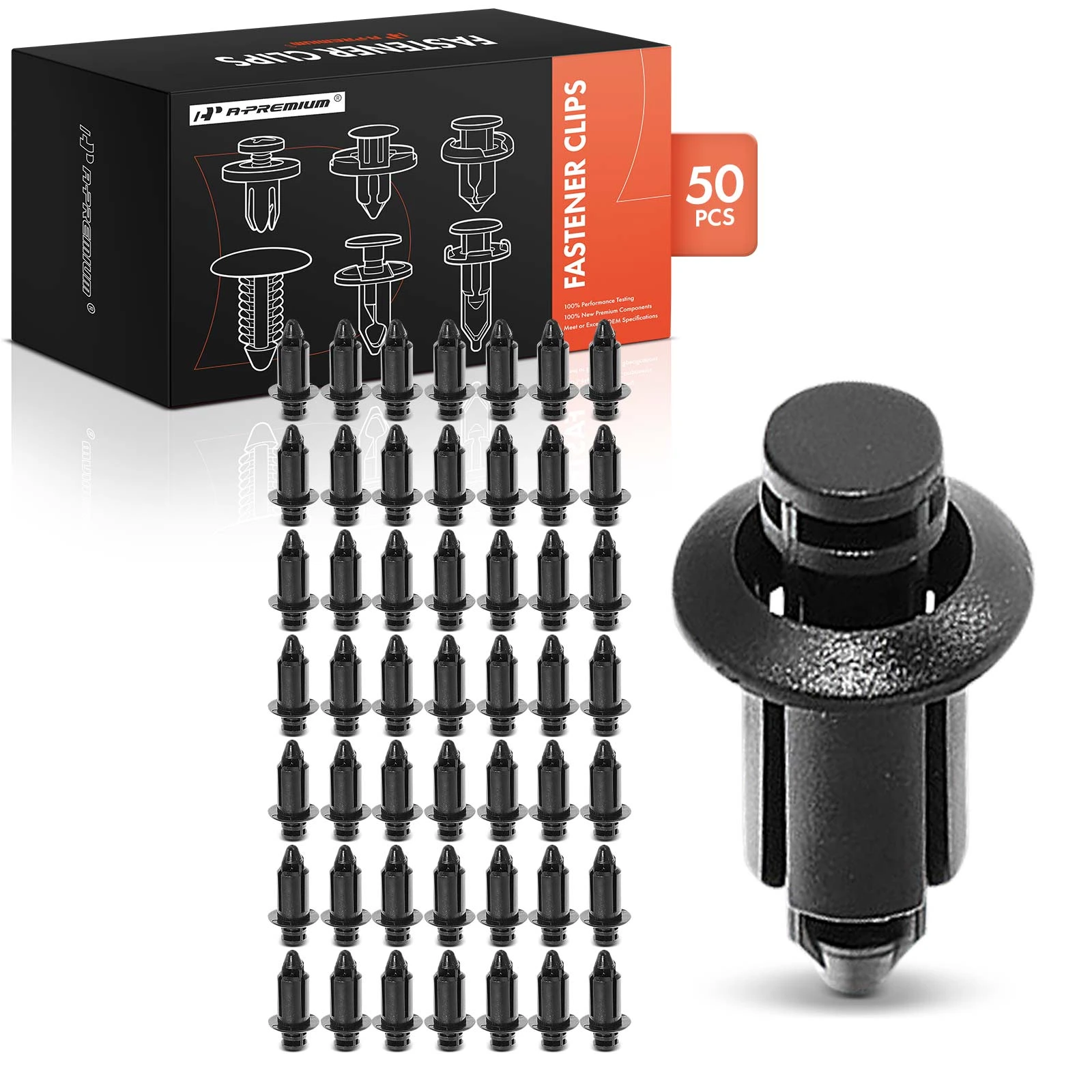 50 Pcs 7mm Plastic Wheel Opening Molding Rivet Fasteners Retainer Clips