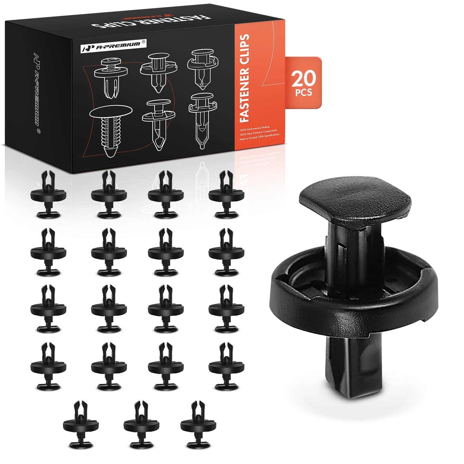 20 Pcs 7mm Nylon Black Bumper Cover & Radiator Support & Under Cover & Wheel Opening Retainer Clip A-Premium APRCF2330