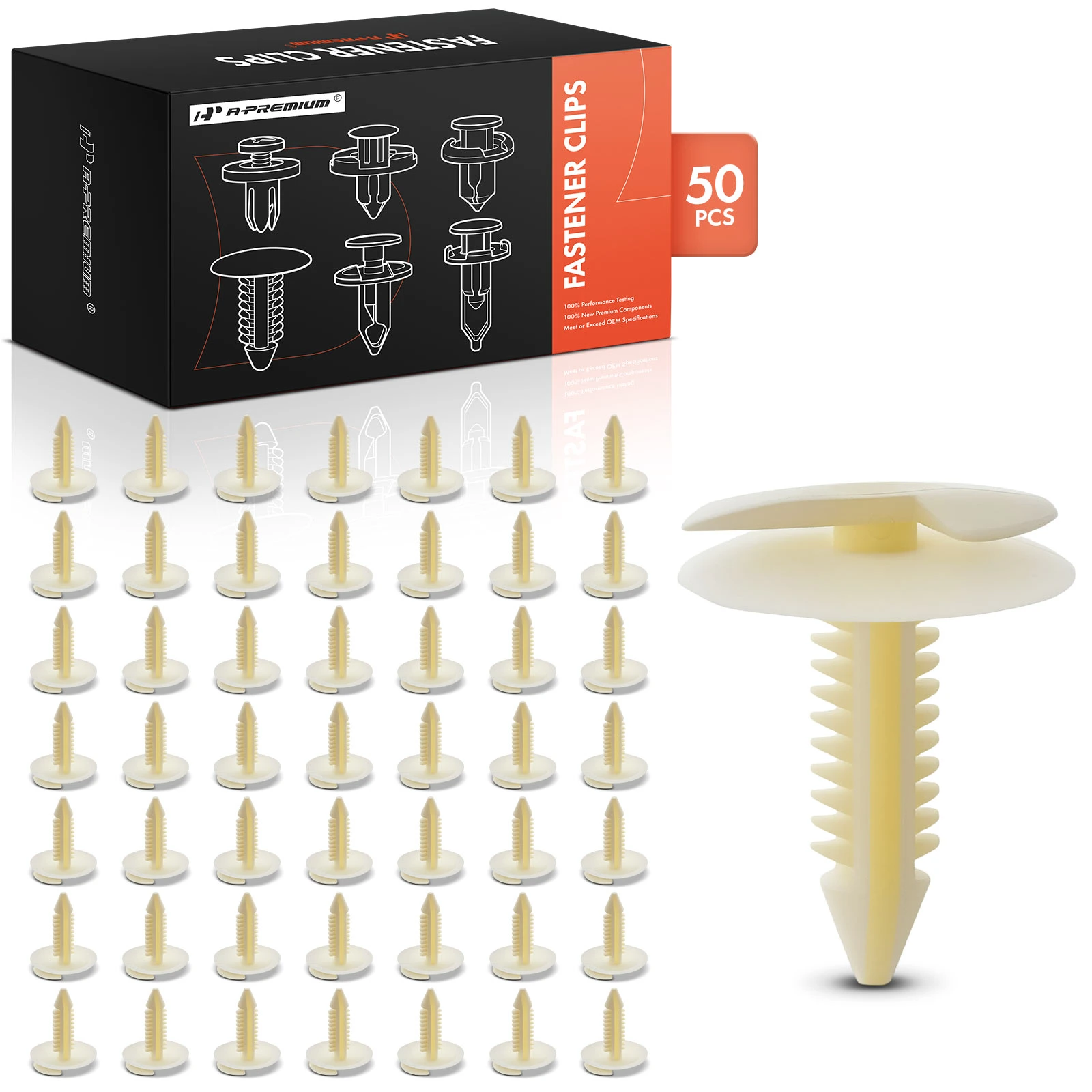 50 Pcs 7.94mm Nylon Door Trim Panel Retainer Clip Double Head