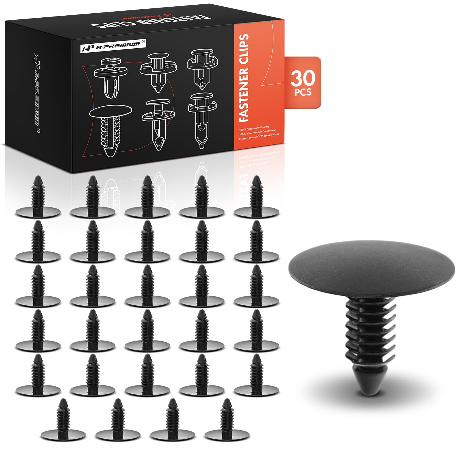 2011-2020 Ram 5500 30 Pcs 6.3mm Nylon Black Fender Apron & Hood Insulator Retainer A-Premium APRCF2635