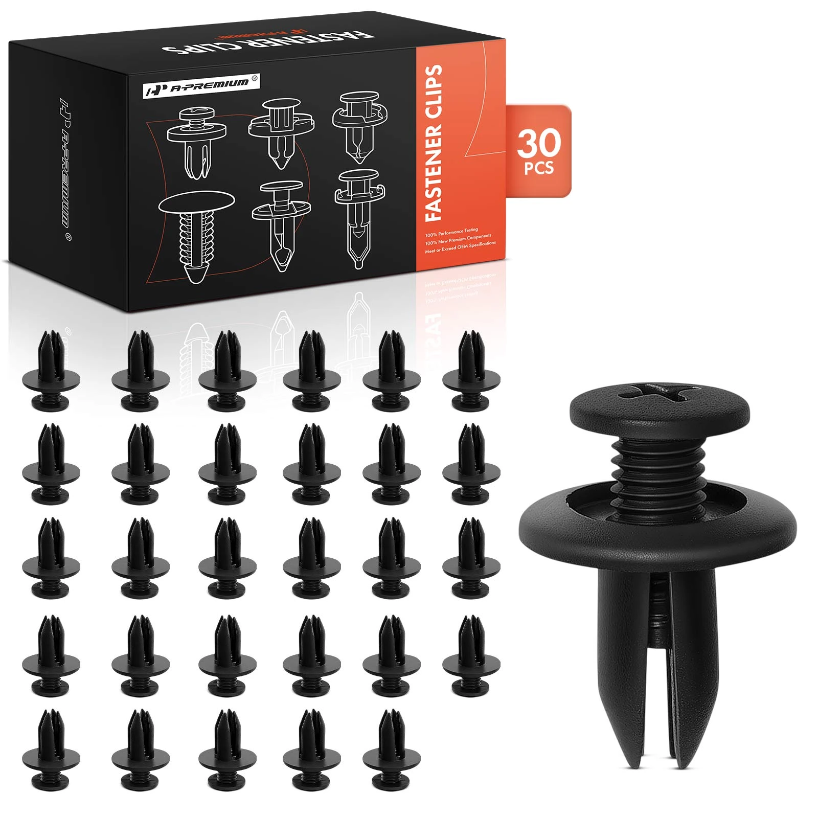 2007-2015 Mazda MX-5 Miata 30 Pcs 7mm Nylon Black Bumper Fender Splash Shield Hood Panel Retainer Clip A-Premium APRCF2716