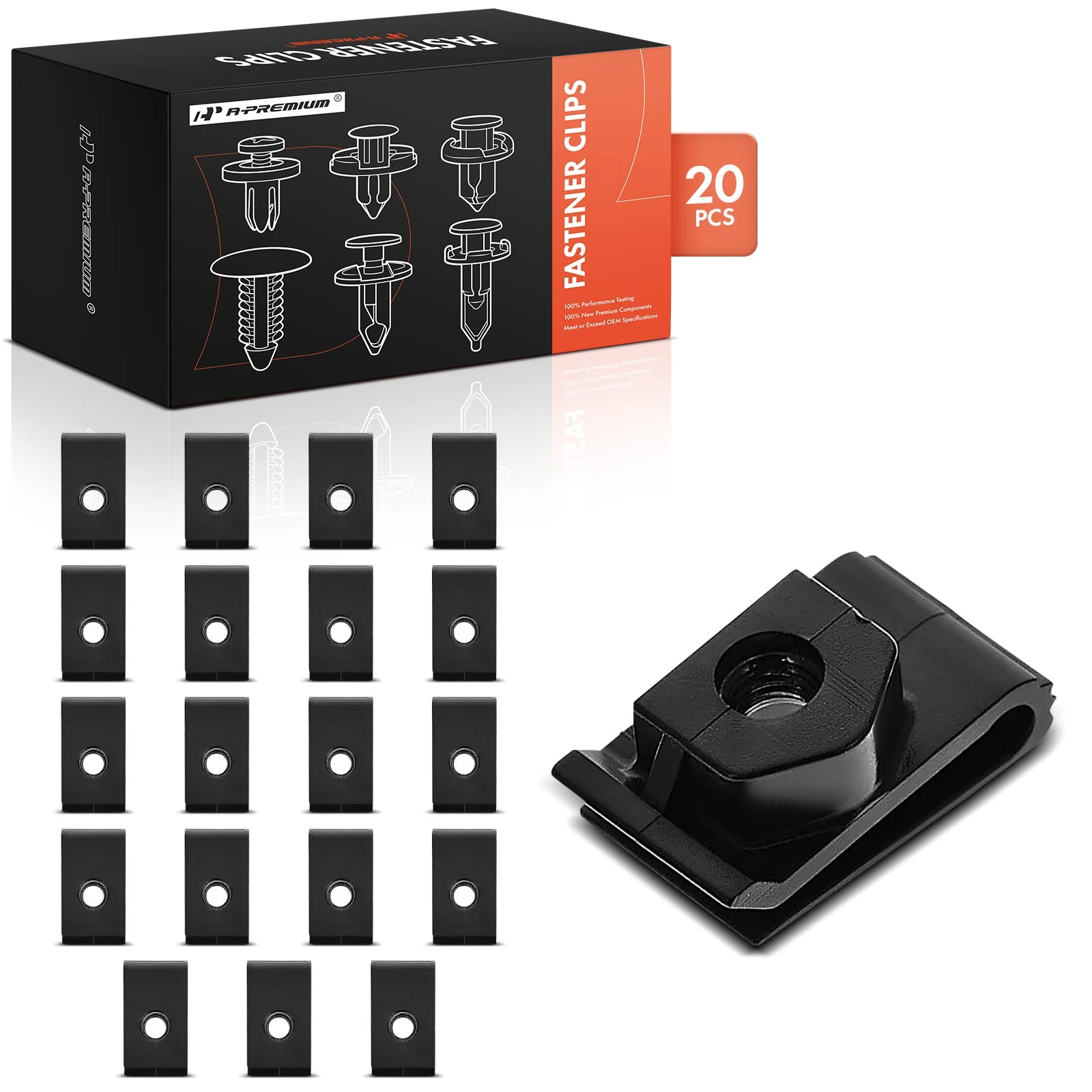 20 Pcs M6-1.0 Nylon License Plate Bracket U-Nut Retainer Clip