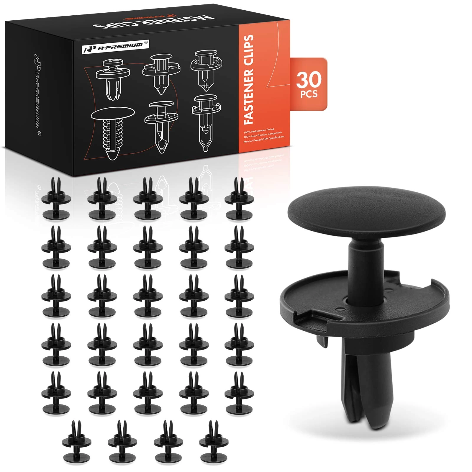 30 Pcs 9mm Nylon Grille Panel Retainer Clips Push-Type