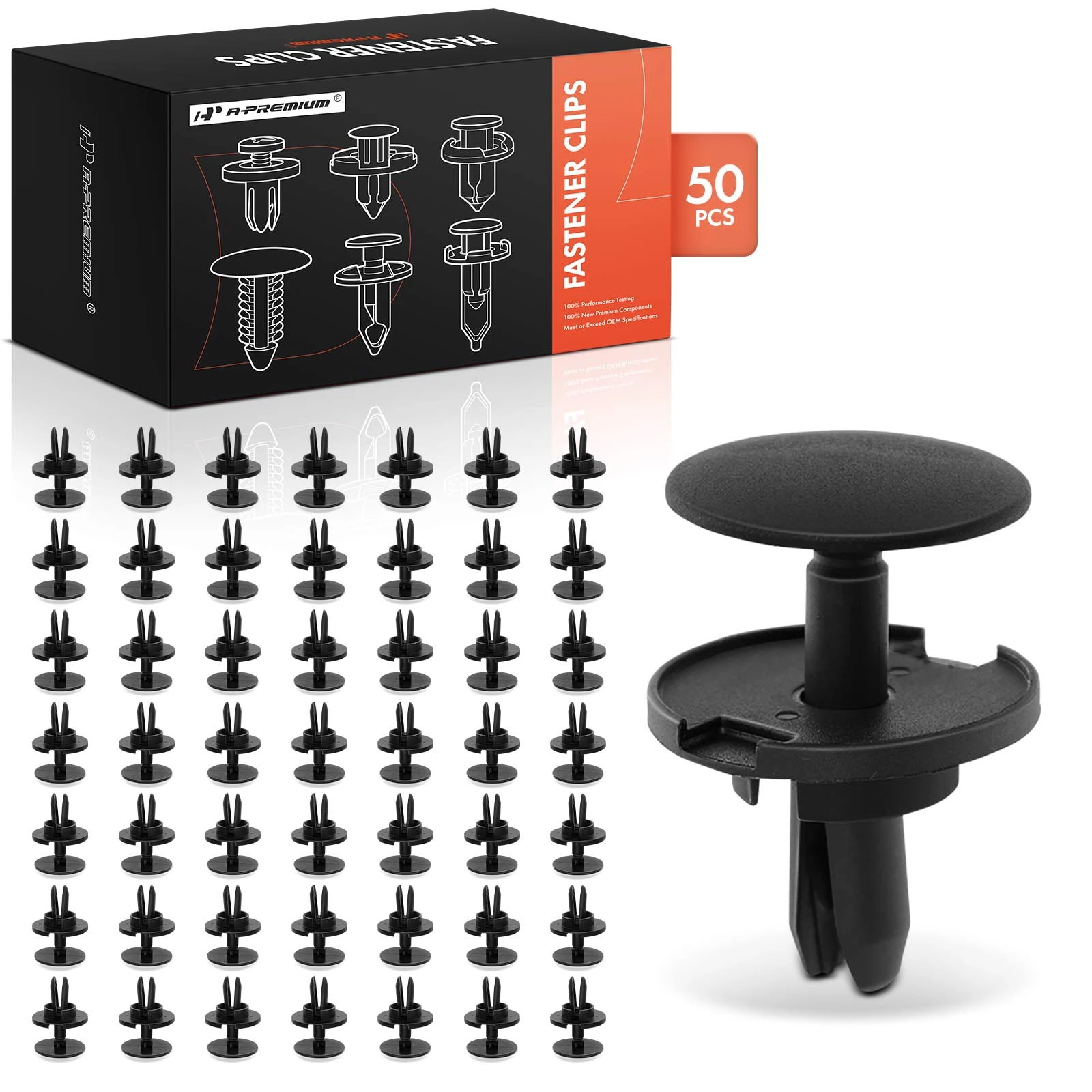 50 Pcs 9mm Nylon Grille Panel Retainer Clips Push-Type