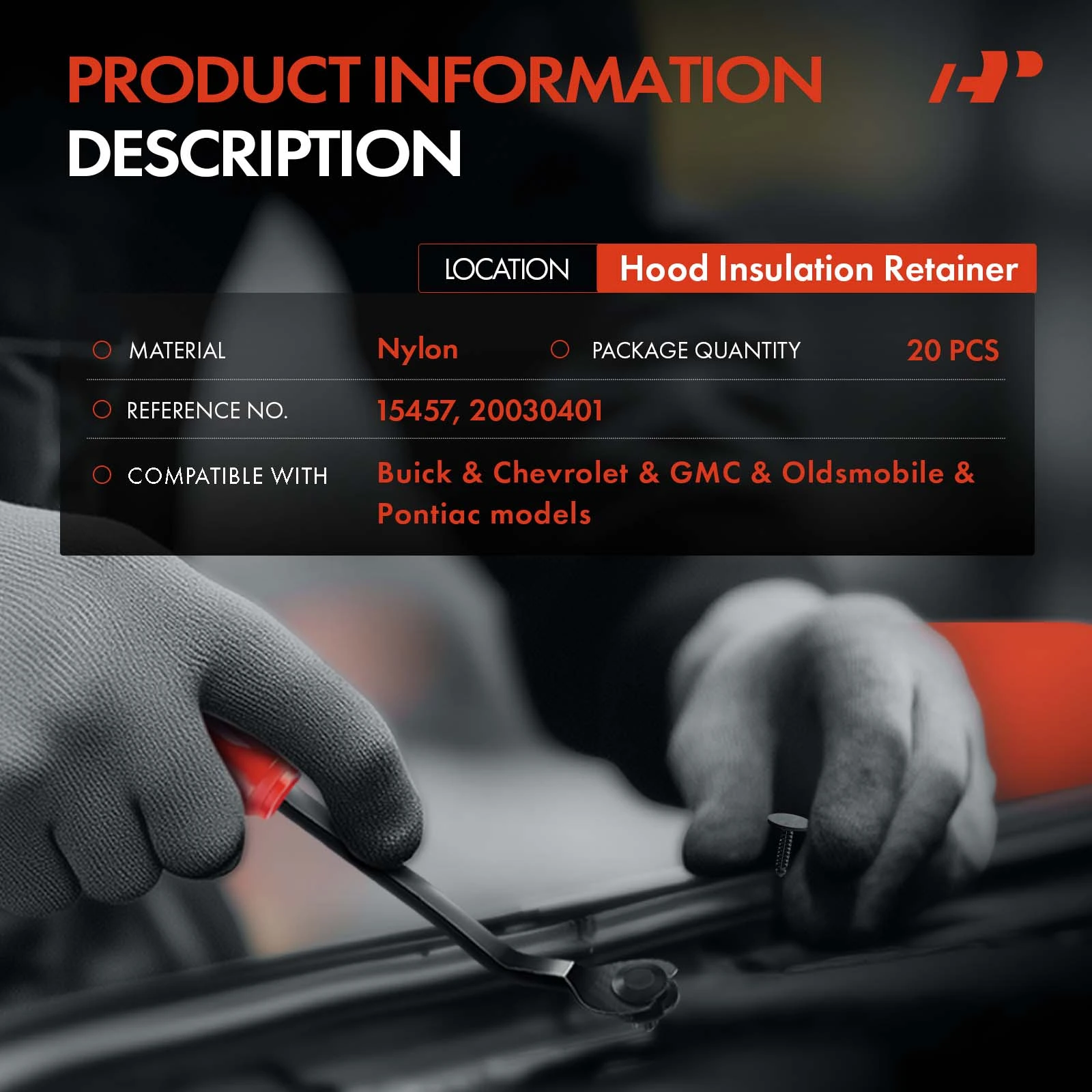 20 Pcs Nylon Black Hood Insulation Retainer A-Premium APRCF3456