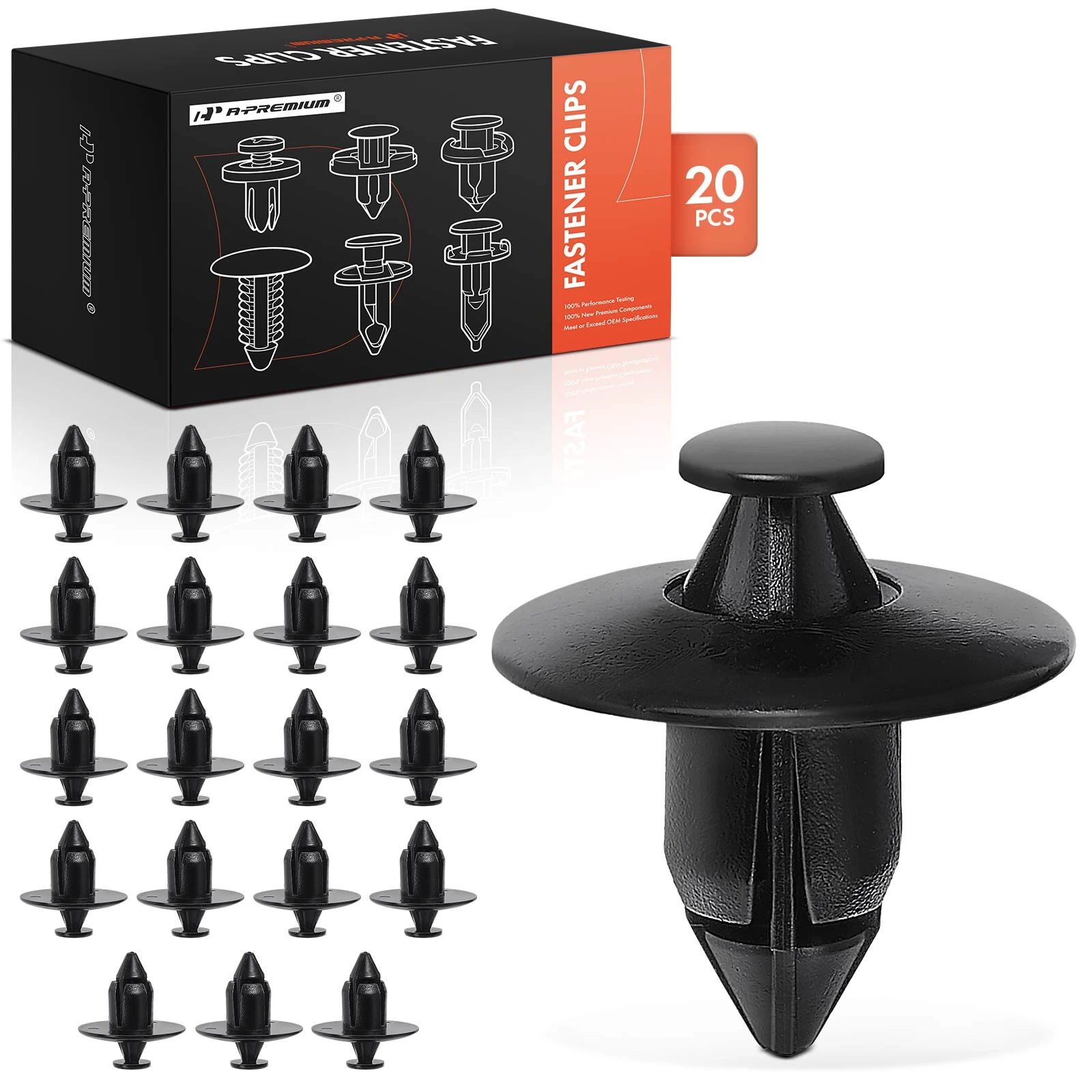 2006-2010 Nissan Frontier 20 Pcs 8mm Nylon Black Push Type Retainer Clip A-Premium APRCF3629