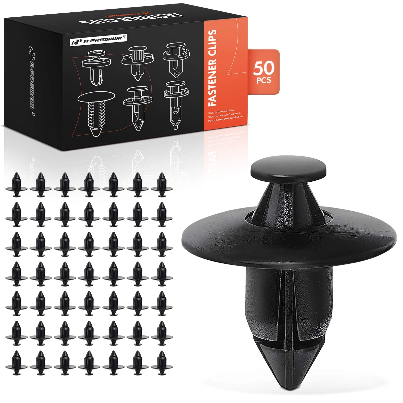 2006-2010 Nissan Frontier 50 Pcs 8mm Nylon Black Push Type Retainer Clip A-Premium APRCF3631